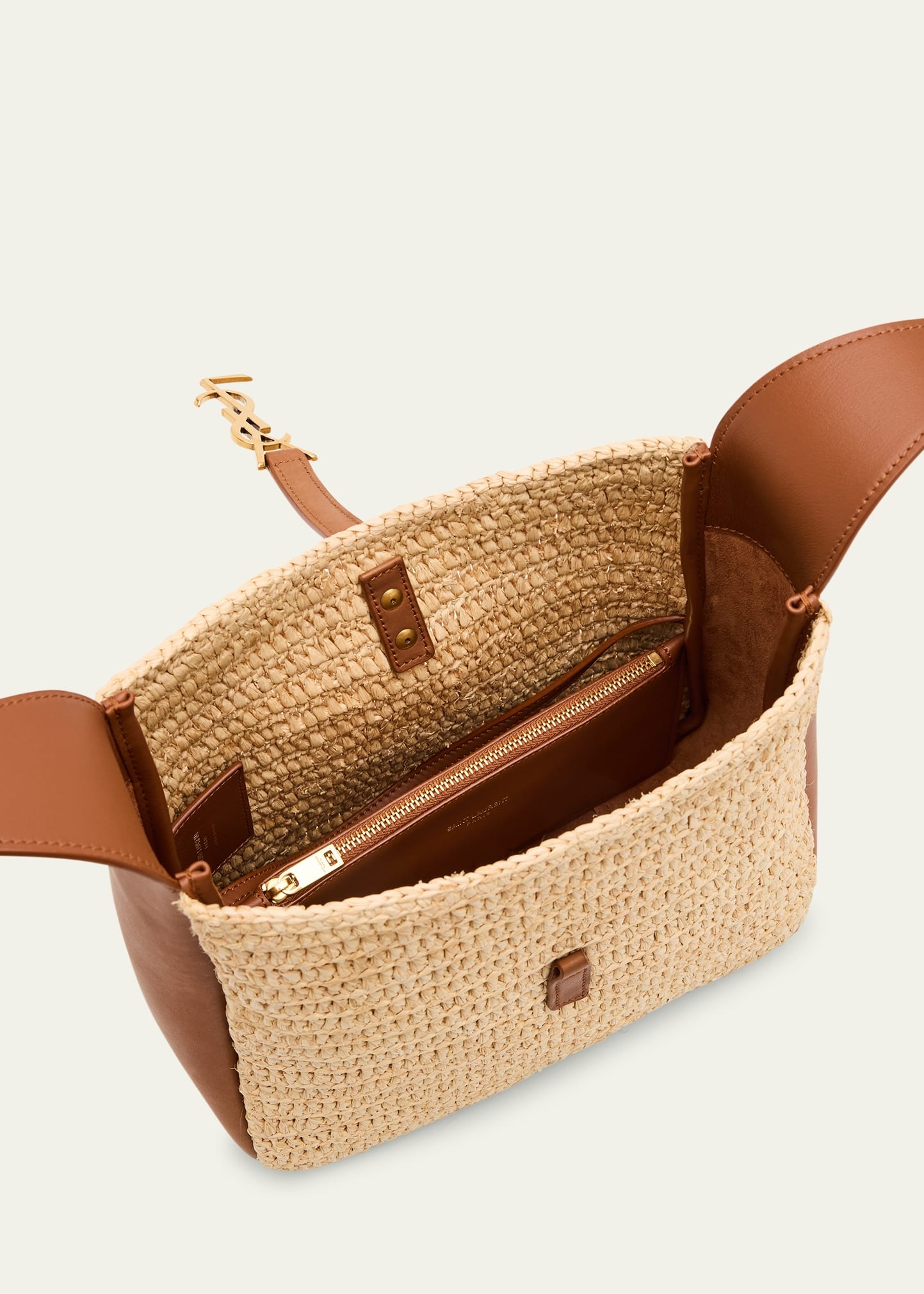 Le 5 A 7 Small YSL Hobo Bag in Raffia and Leather - 4