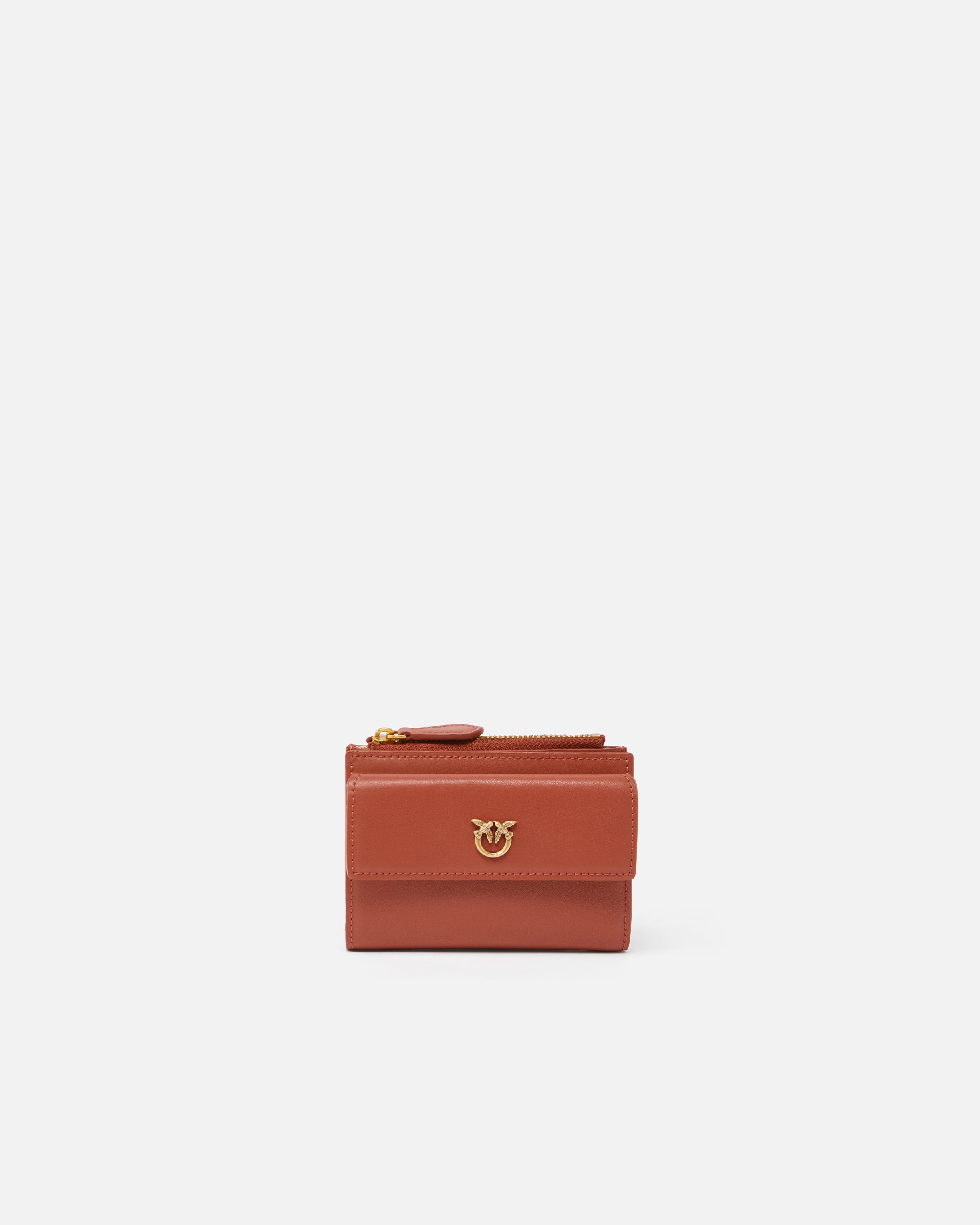 COMPACT SMALL WALLET IN SMOOTH LEATHER WITH LOGO - 1