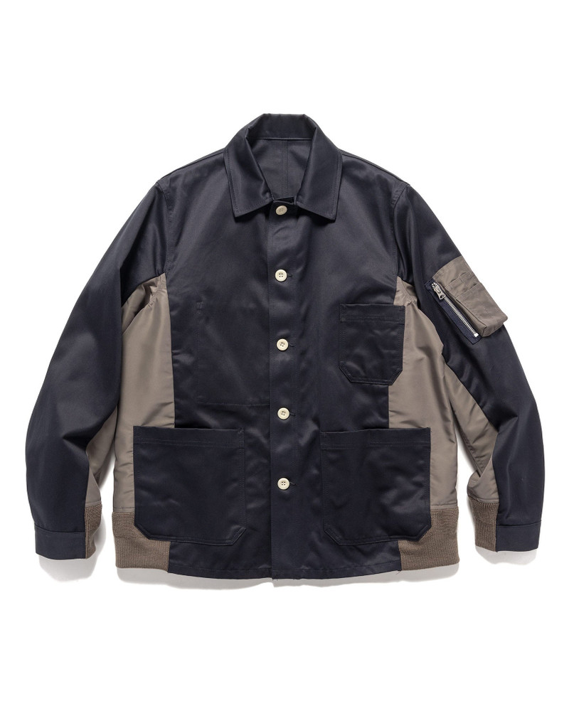 Cotton Chino x Nylon Twill Blouson Navy x Taupe - 1