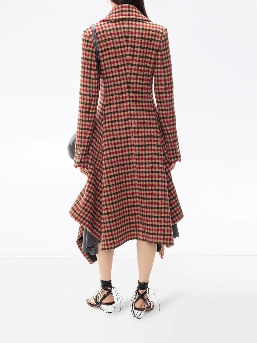 handkerchief-hem check coat - 4