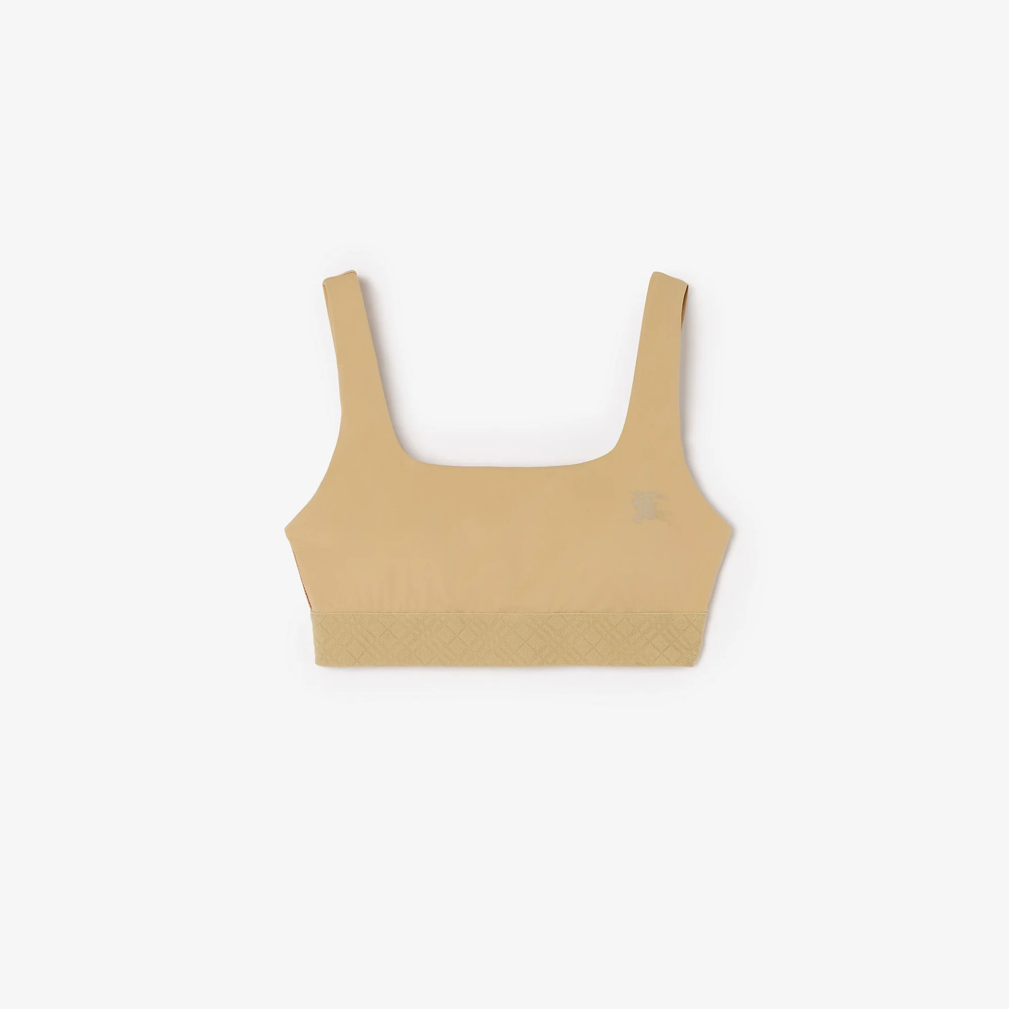 Check Trim Stretch Nylon Bra Top - 1