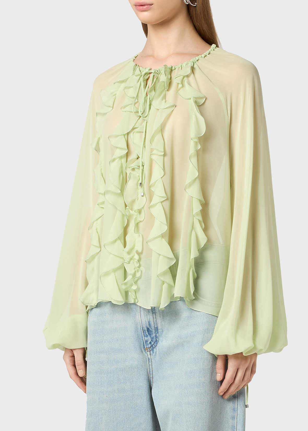 GEORGETTE BLOUSE WITH RUFFLES - 5