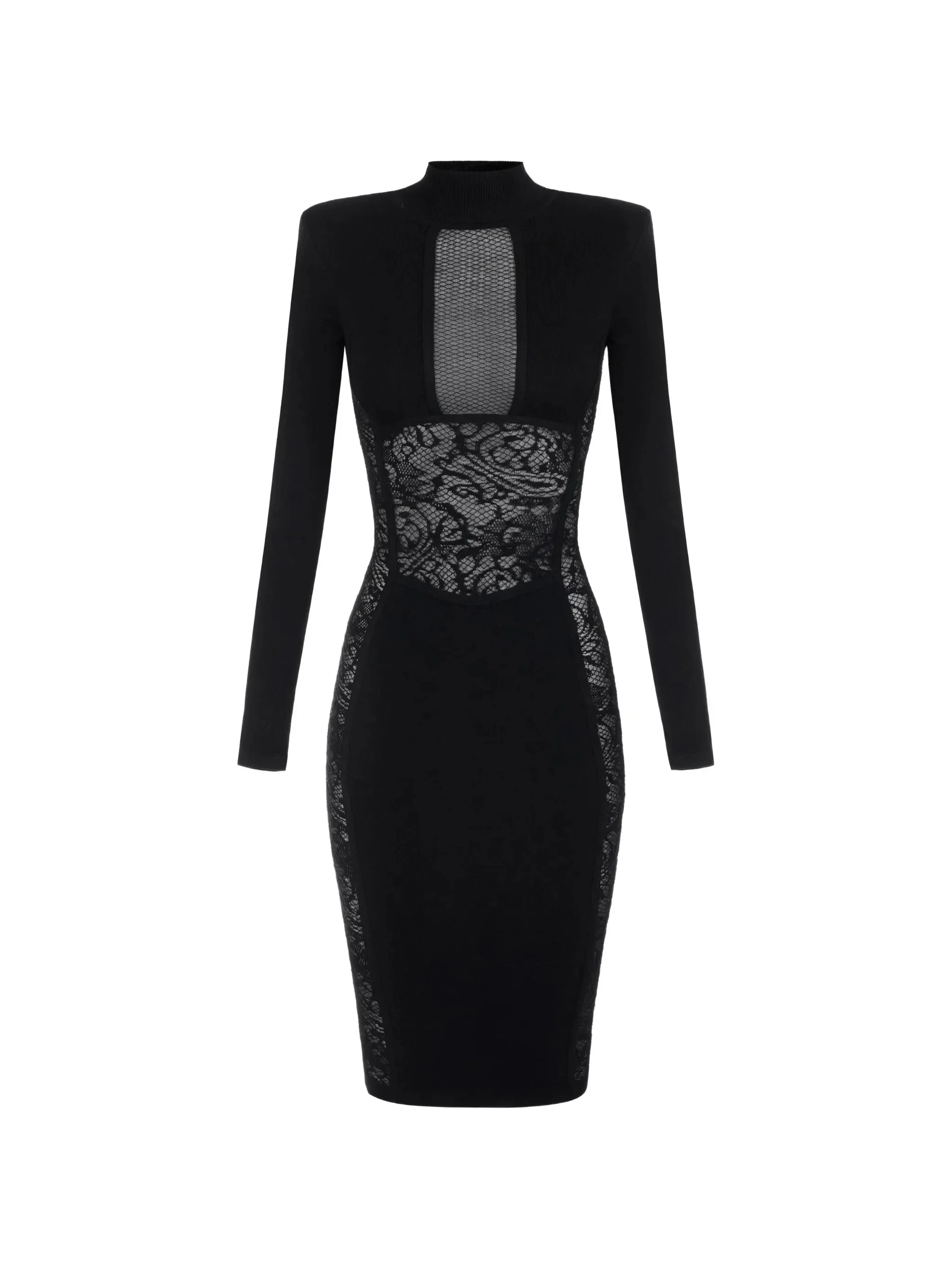 Elisabetta Franchi Lace-panelled Mesh-insert Dress - 1