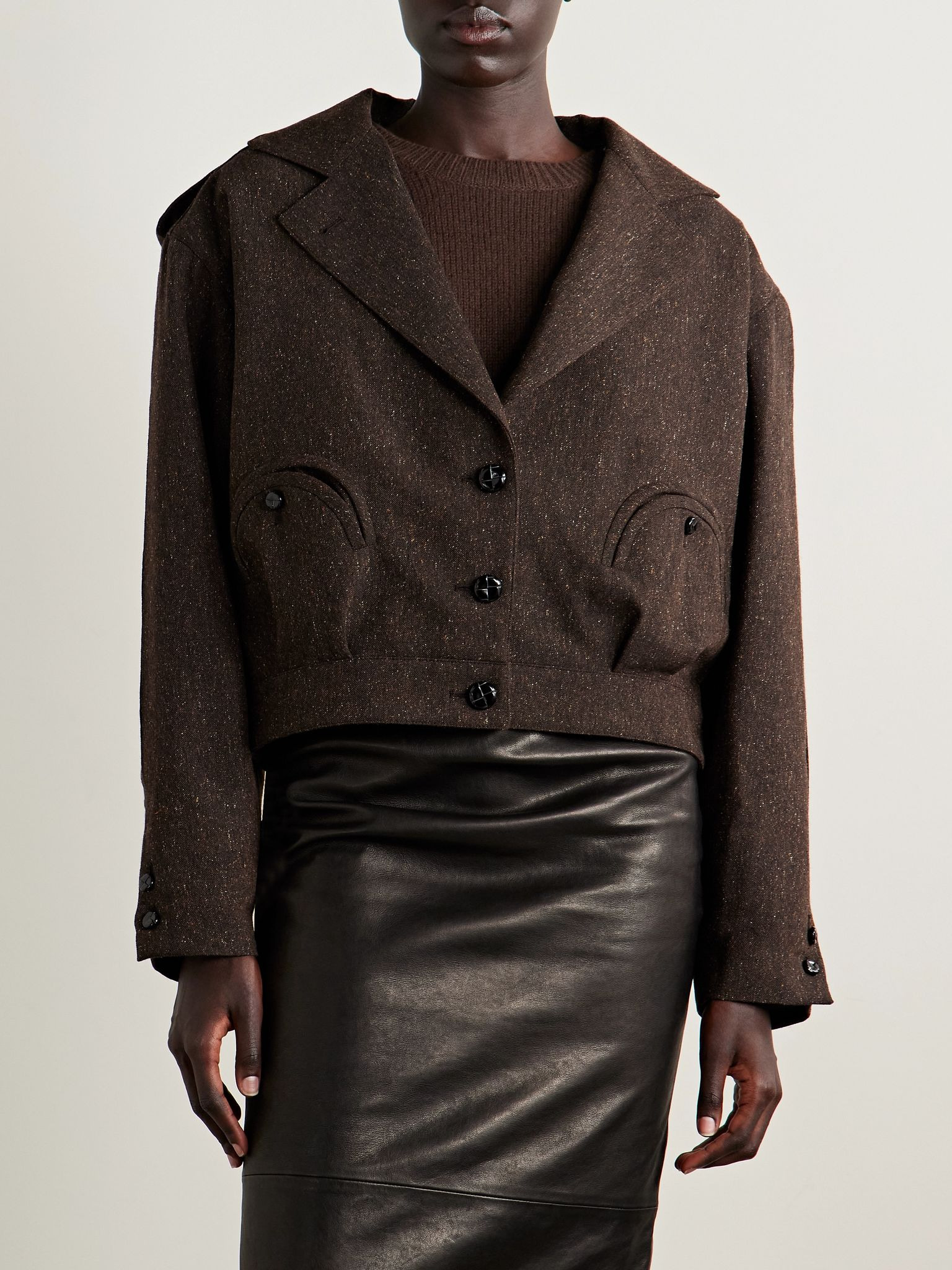 Kiso wool-blend canvas jacket Brown - 3
