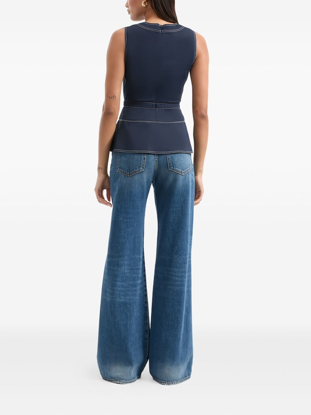 belted V-neck top - 3