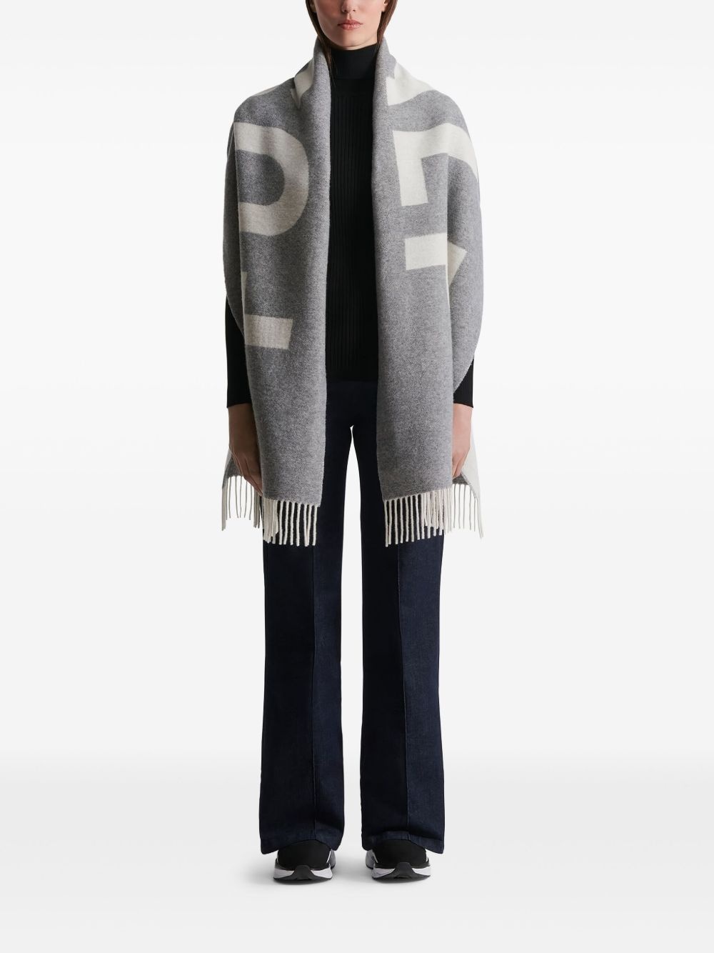 logo-jacquard scarf - 2