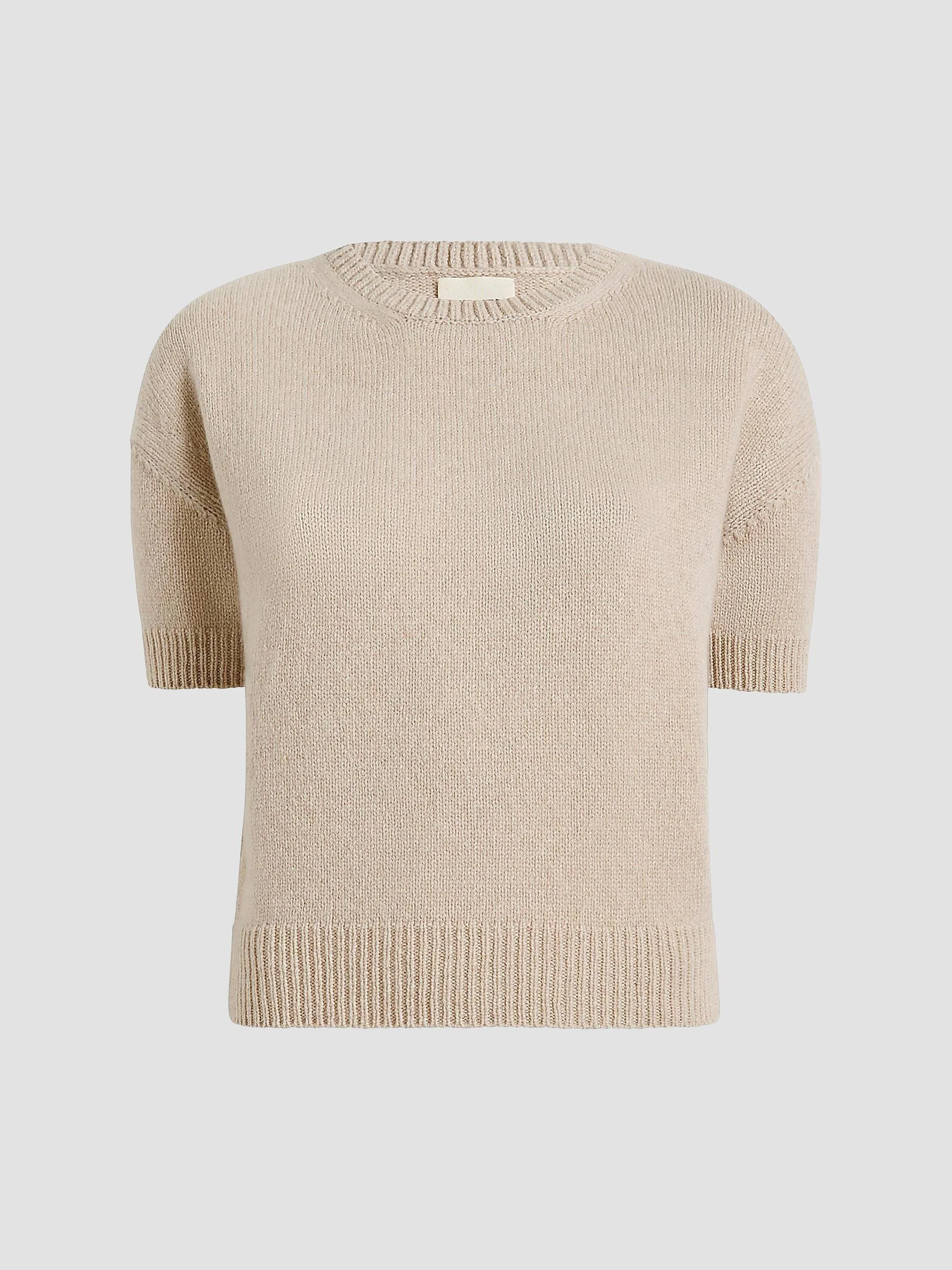 Women's Golden Cashmere Short-Sleeve Sweater - Sepia - 1