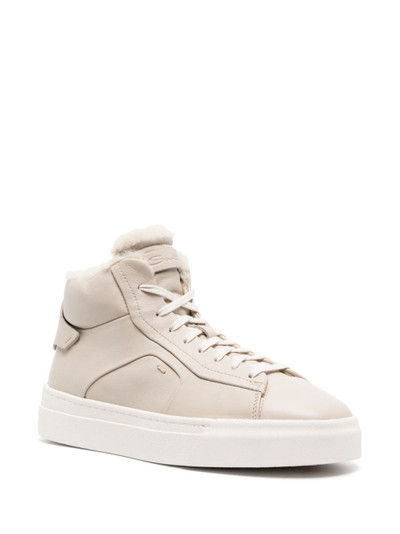 Santoni sheepskin high-top sneakers outlook