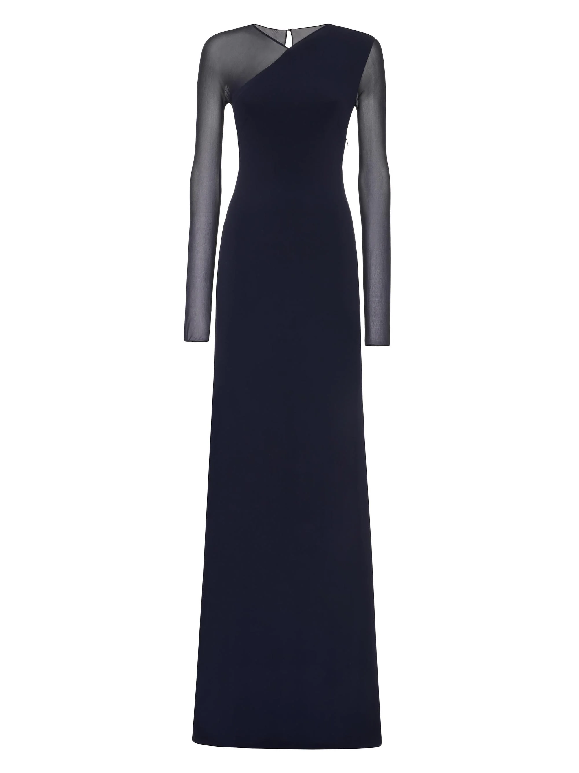 Women's Brynn Sheer Sleeve Column Gown - Icon Navy - 1