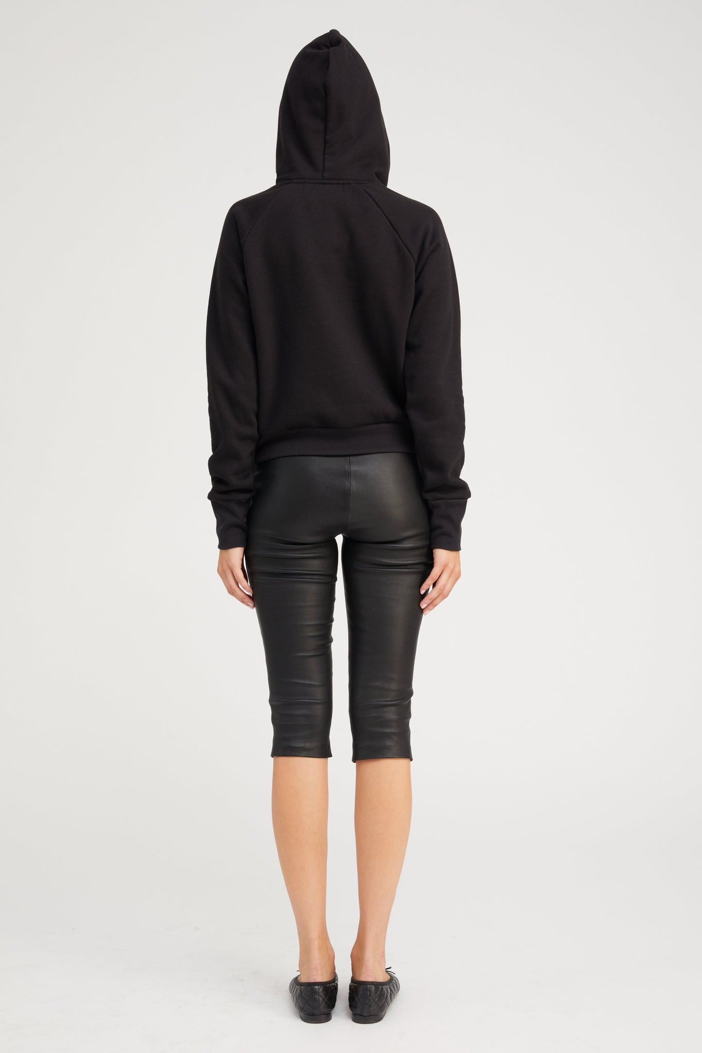 BLACK SHRUNKEN HOODIE - 5