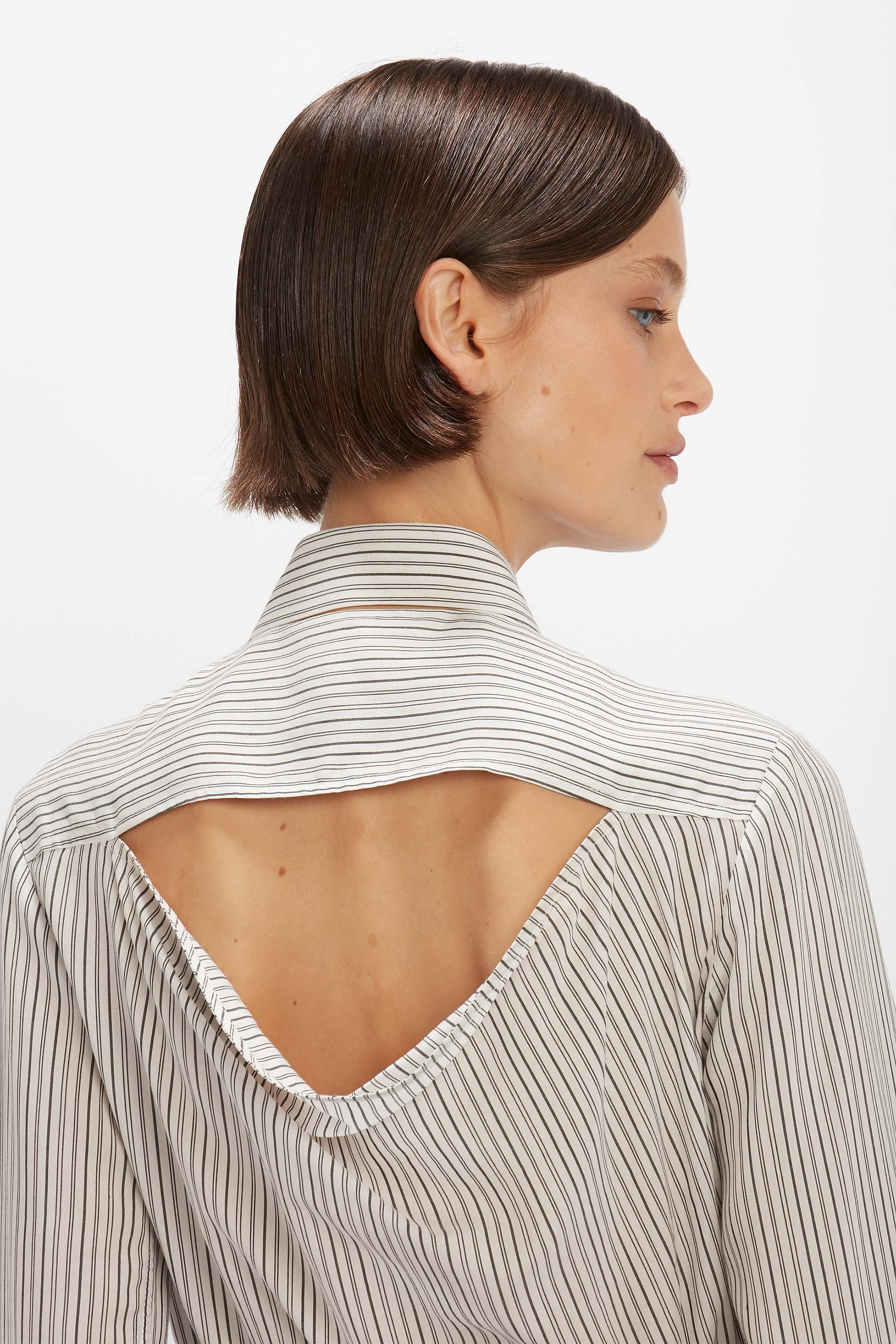 Tie Neck Blouse in Off White & Black - 6