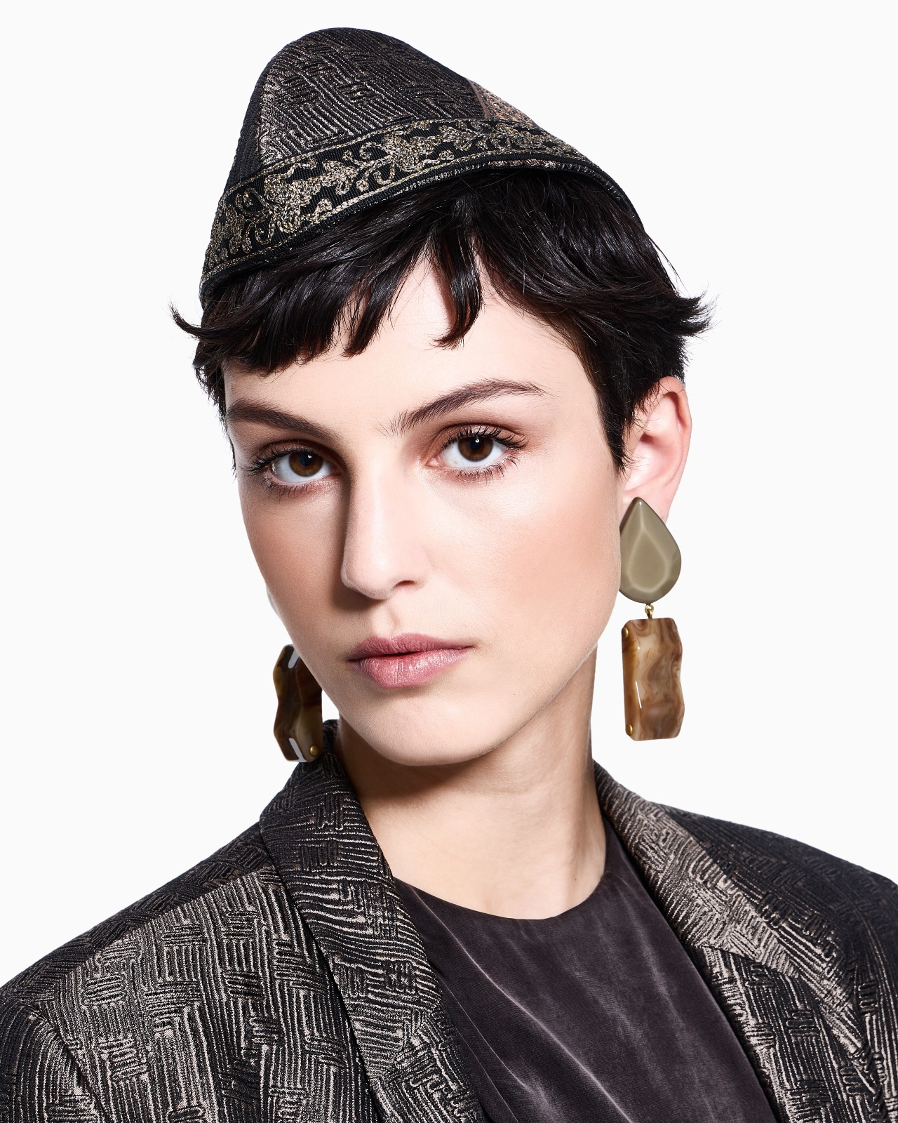 JACQUARD SILK AND WOOL JACQUARD SIDE CAP - 4