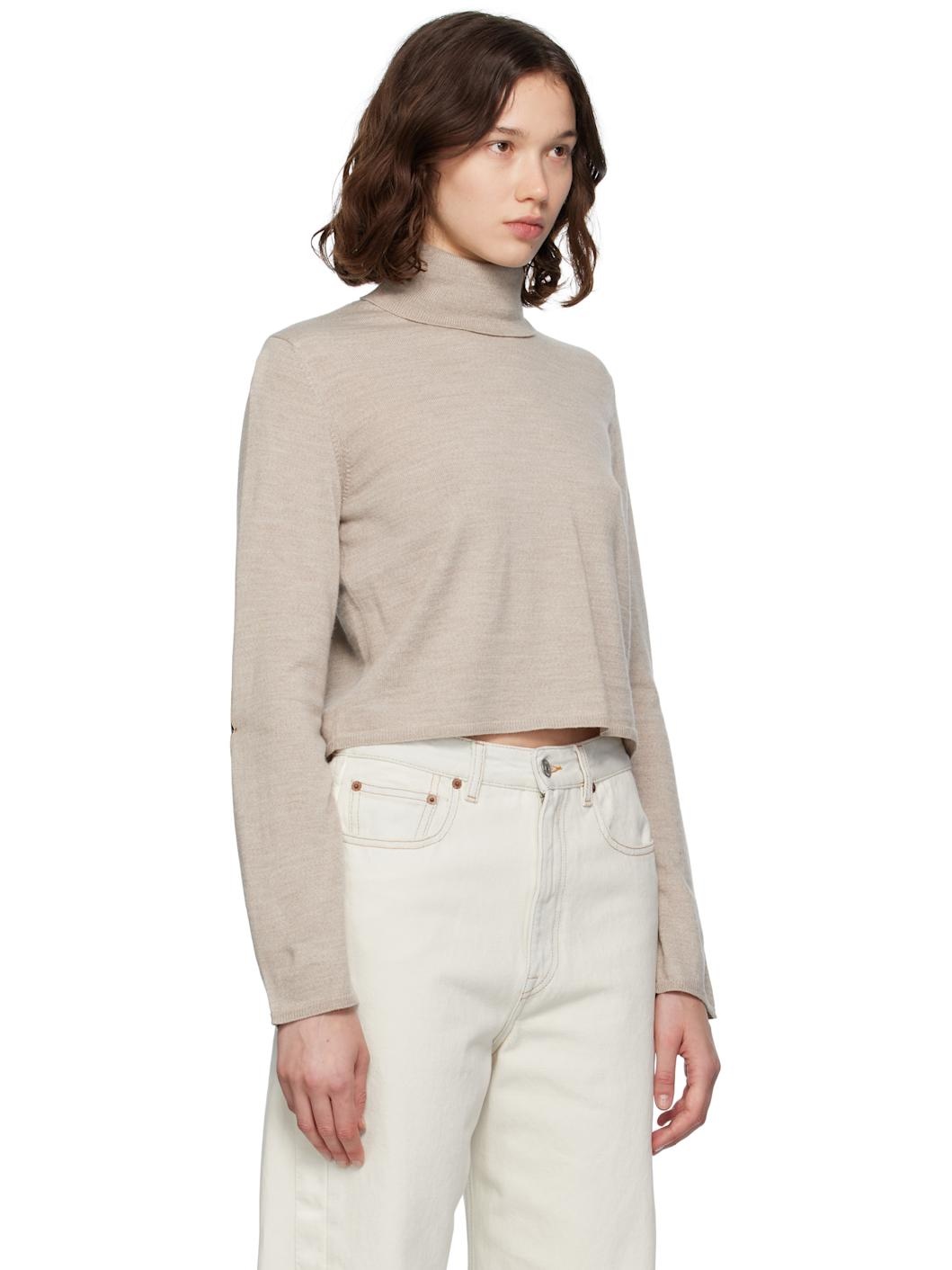 Taupe Knitted Turtleneck - 2
