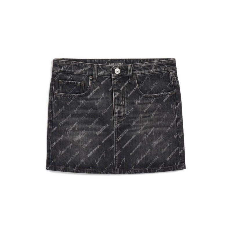 Women's Logomania All Over Low Waist Mini Skirt in Black 1