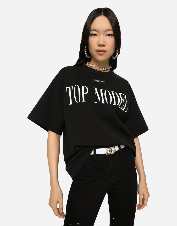 Jersey T-shirt with top model print - 2