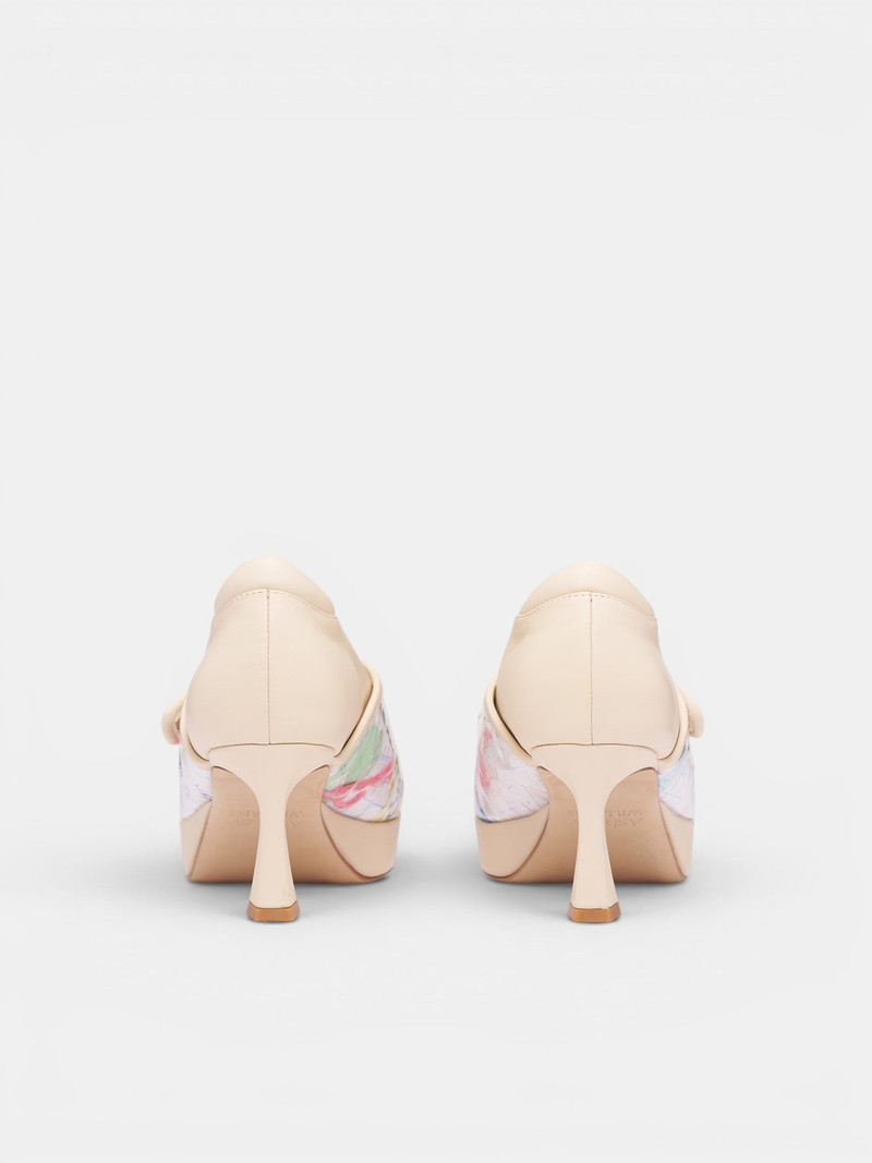 Trash Grid Velcro Kitten Heels 4