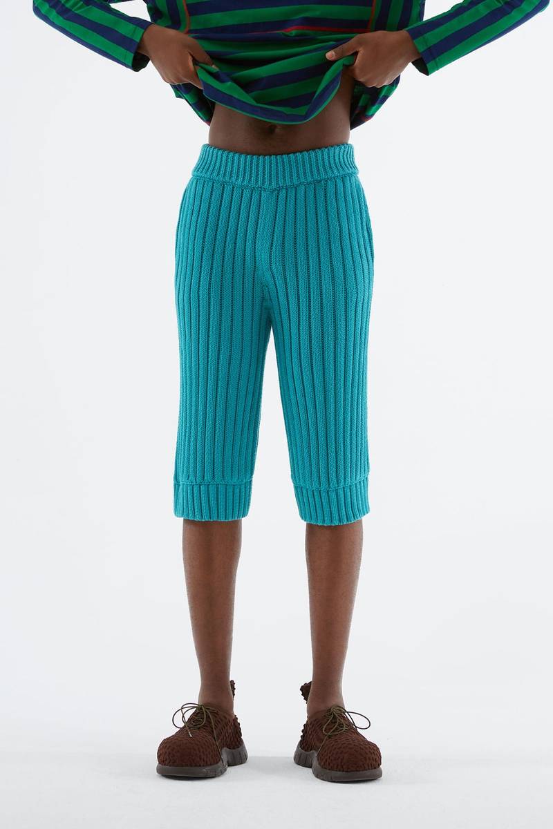 SUNNEI TURQUOISE KNIT SHORTS outlook