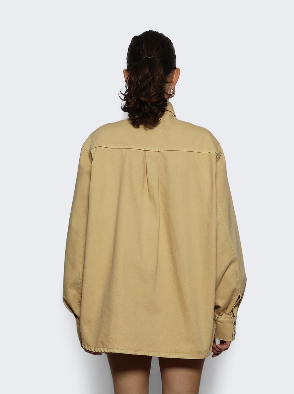 Long Sleeve Denim Shirt Beige - 4