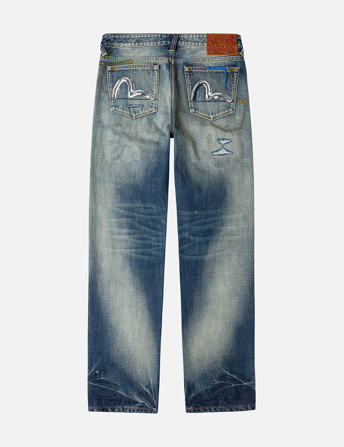 7-Pocket Design with Seagull Embroidery Washed Regular Fit Jeans #2000 - 3