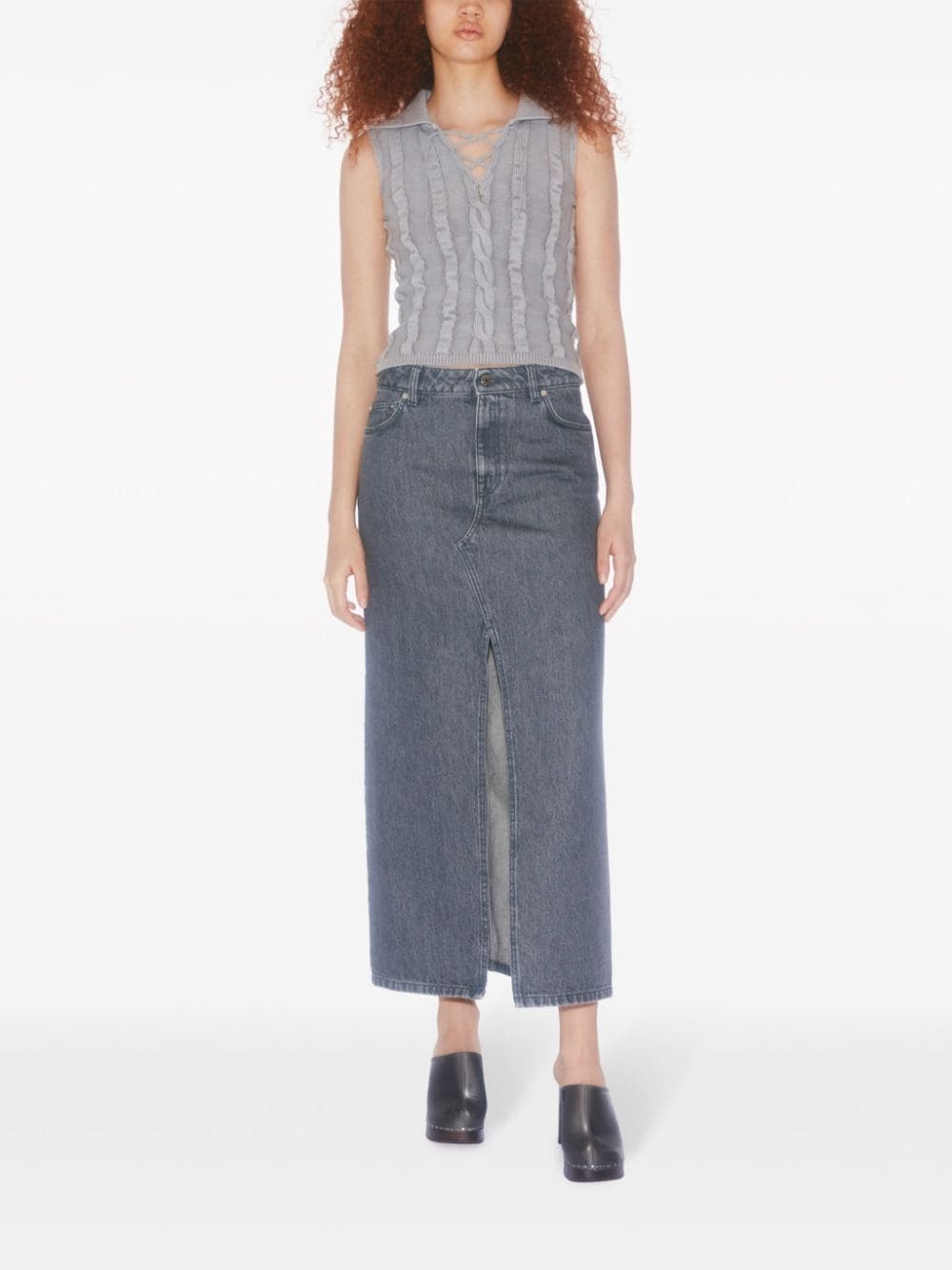 front-slit organic cotton maxi skirt - 2
