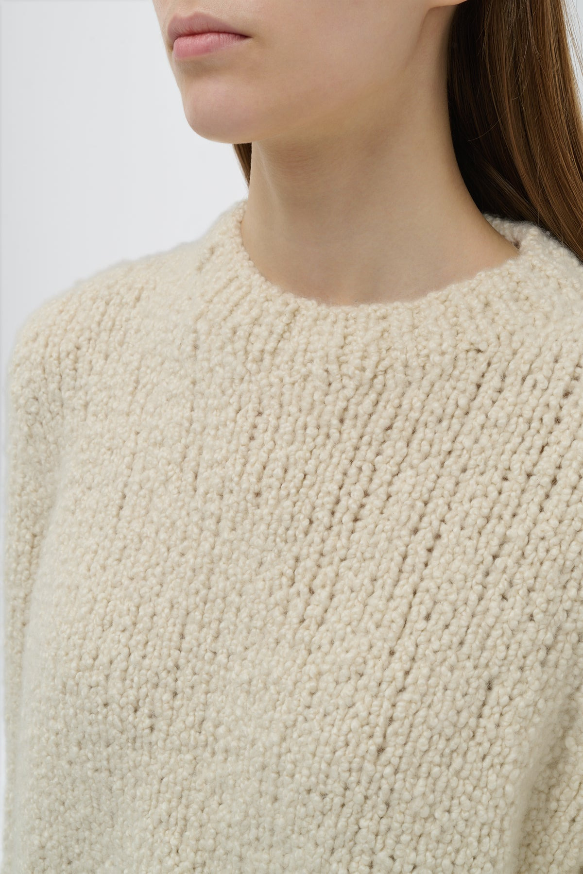Typhon Knit Sweater in Ivory Cashmere Boucle - 5