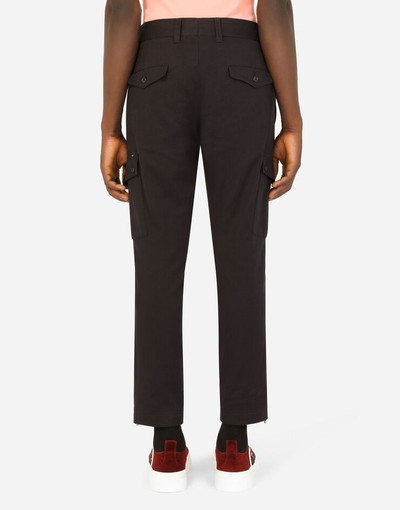 Dolce & Gabbana Stretch cotton cargo pants with patch embellishment outlook