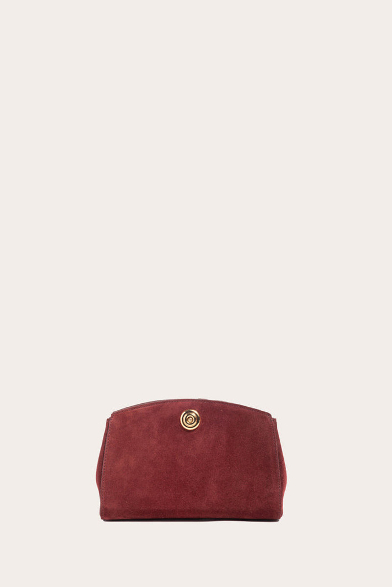 PUSHLOCK CLUTCH MAROON SUEDE 1