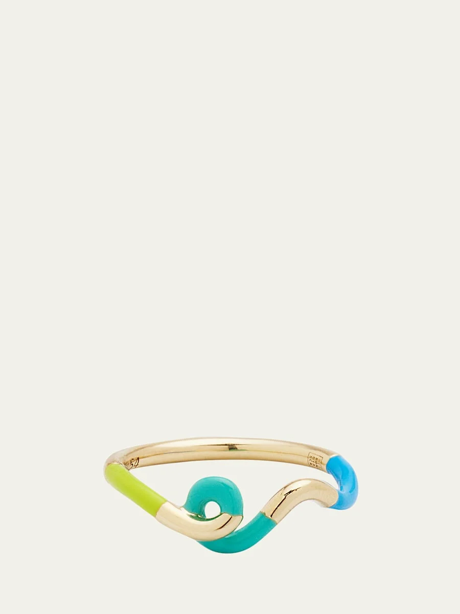 Wow Mini Snake Ring with Lime Green and Mint Enamel - 1