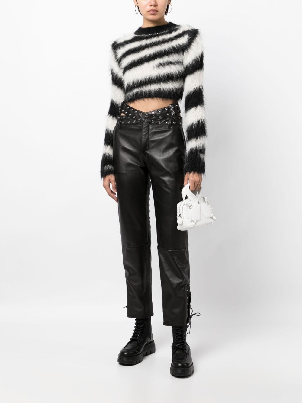 zebra-pattern cropped jumper - 2