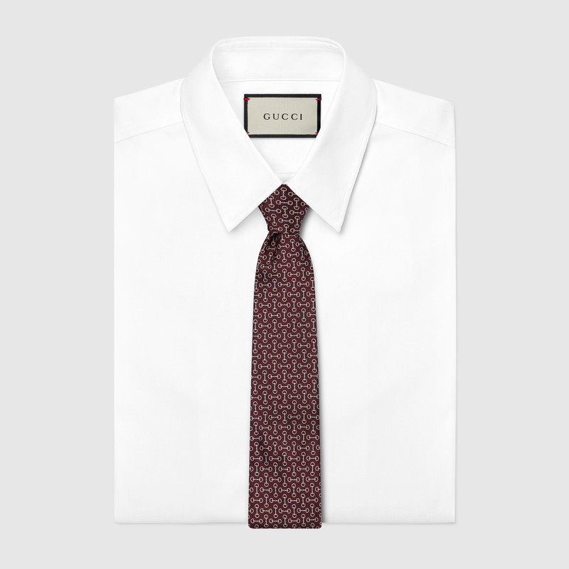 GUCCI Horsebit silk jacquard tie outlook