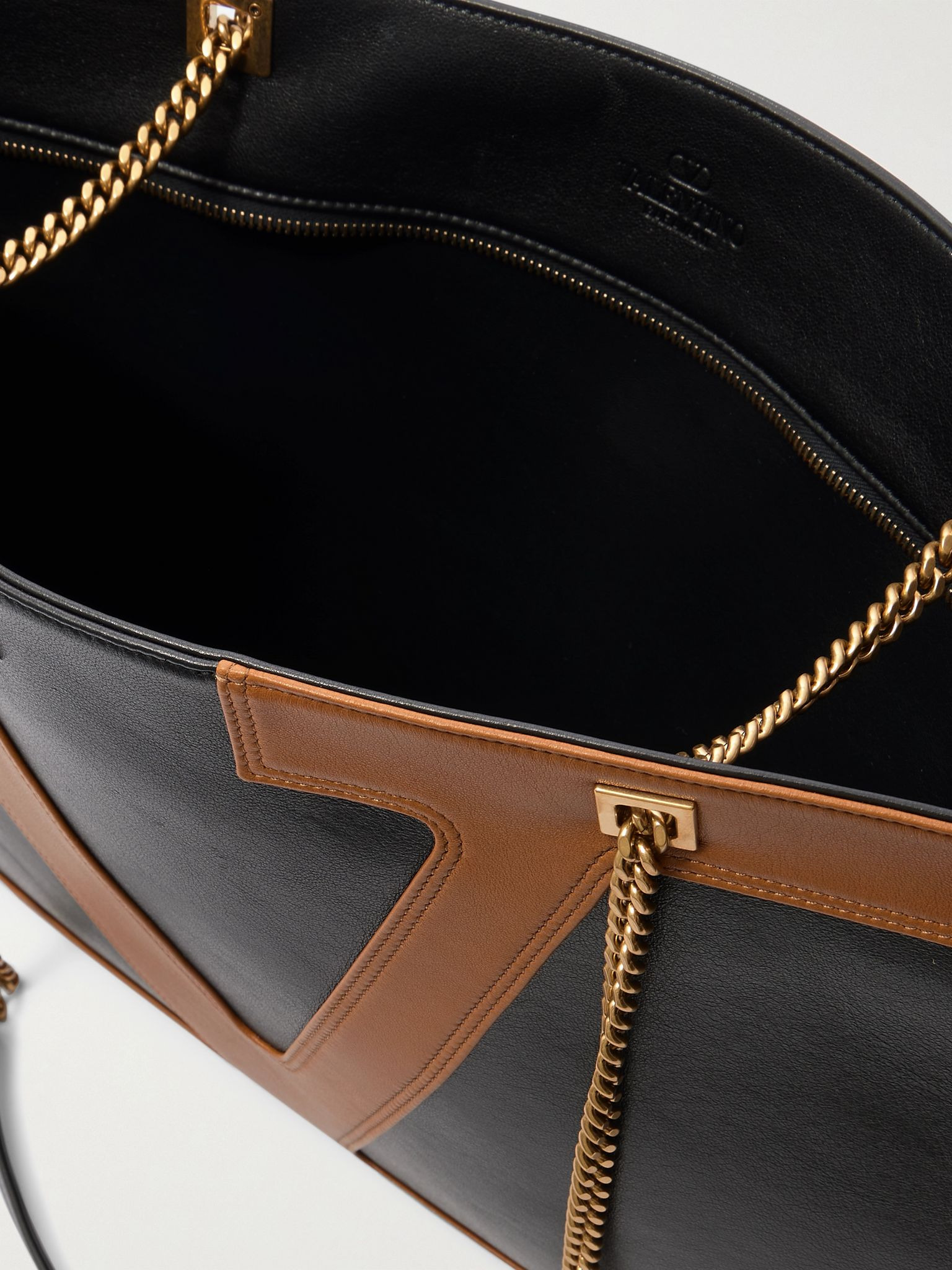 Viva Superstar Two-Tone Leather Tote Bag Black - 5