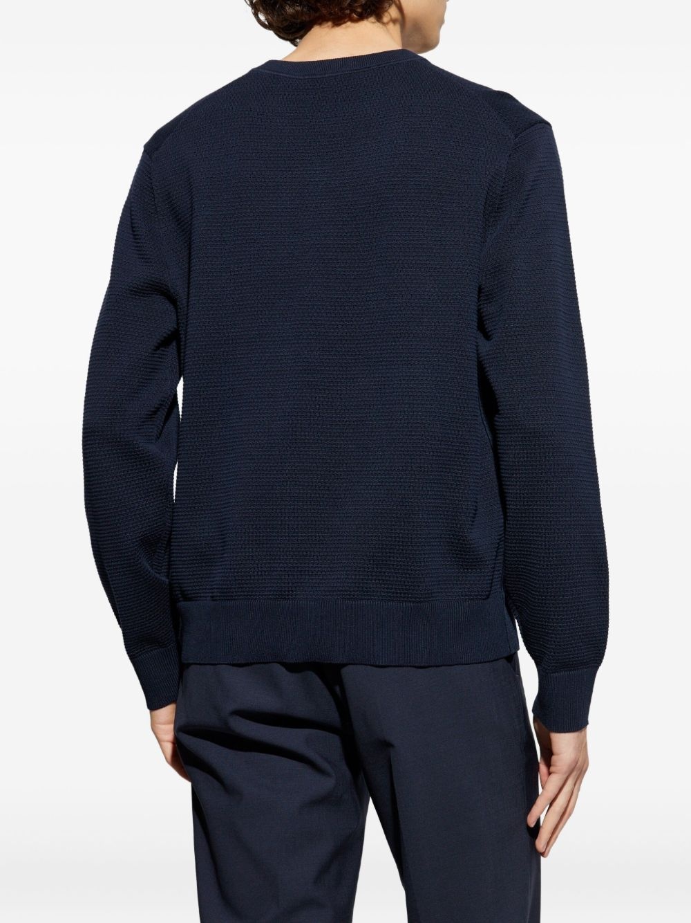 textured crew-neck jumper - 4