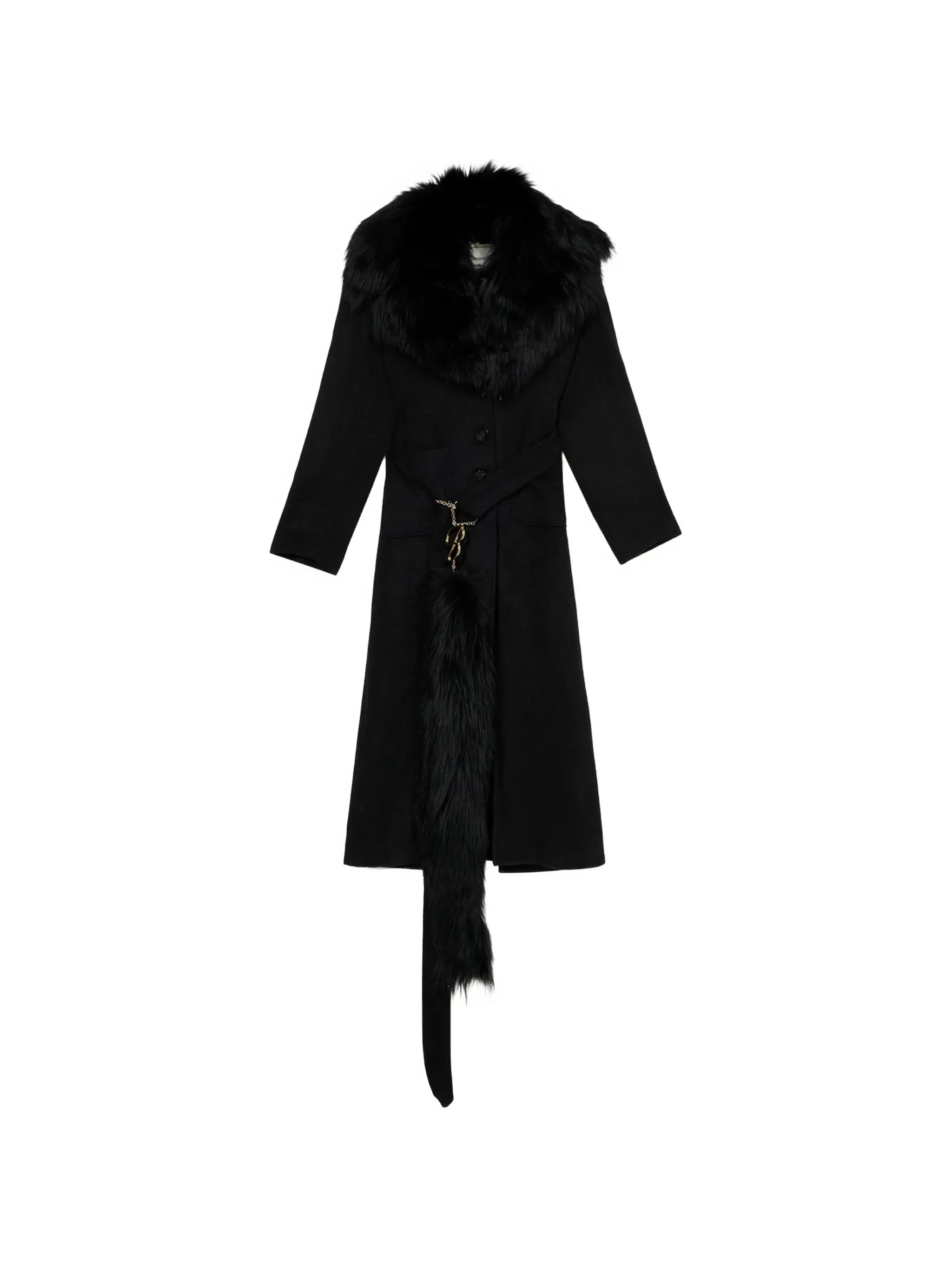 Blumarine Shearling-collar Charm-detail Coat - 1