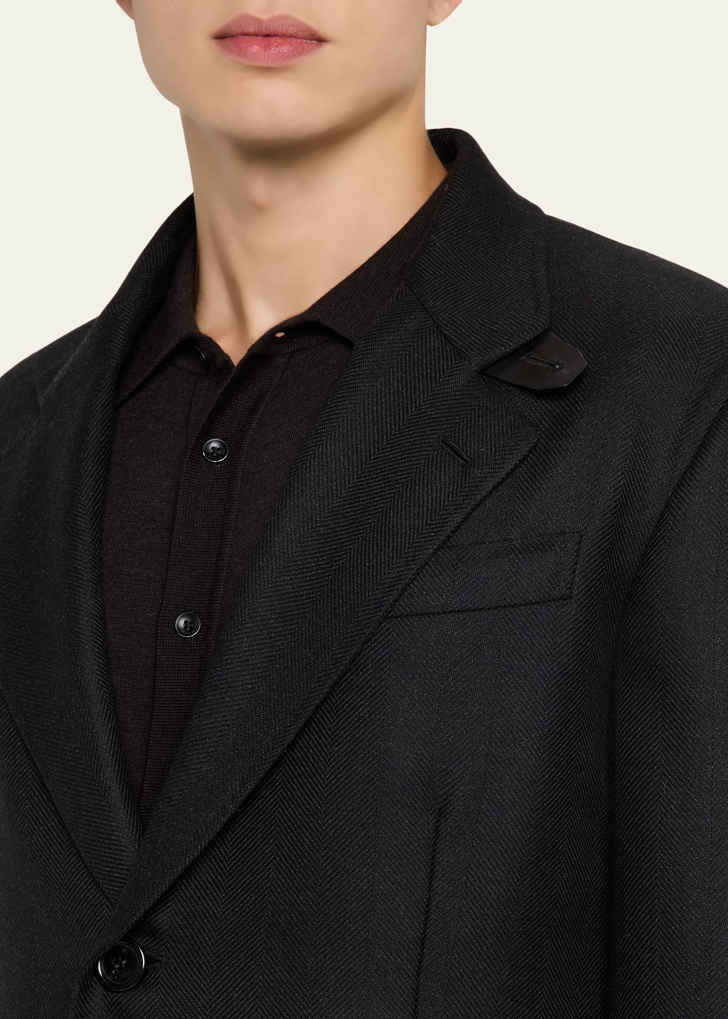 Men's Wool Chevron Single-Breasted Overcoat - 5