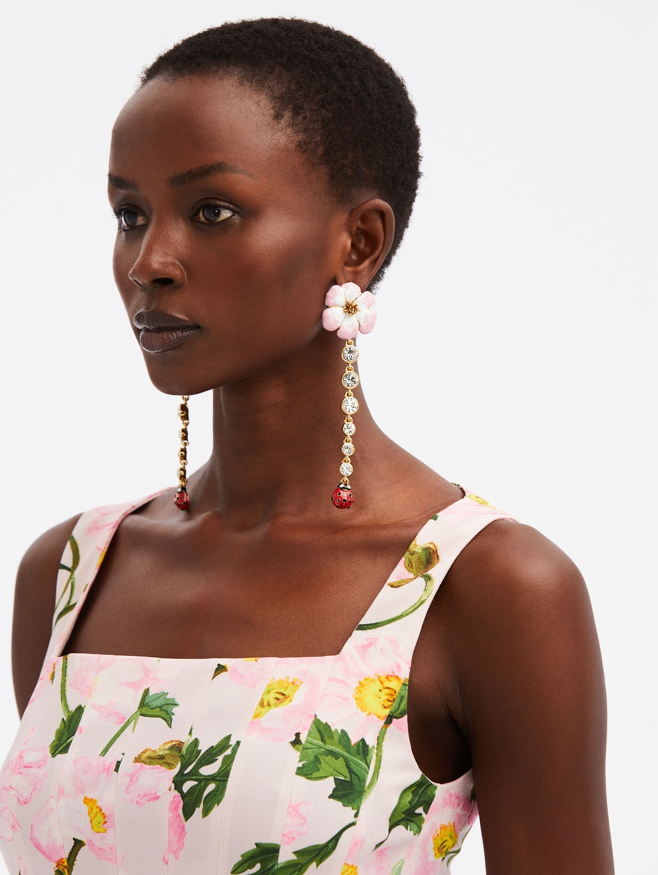 LADYBUG FLOWER STRAND EARRINGS - 2
