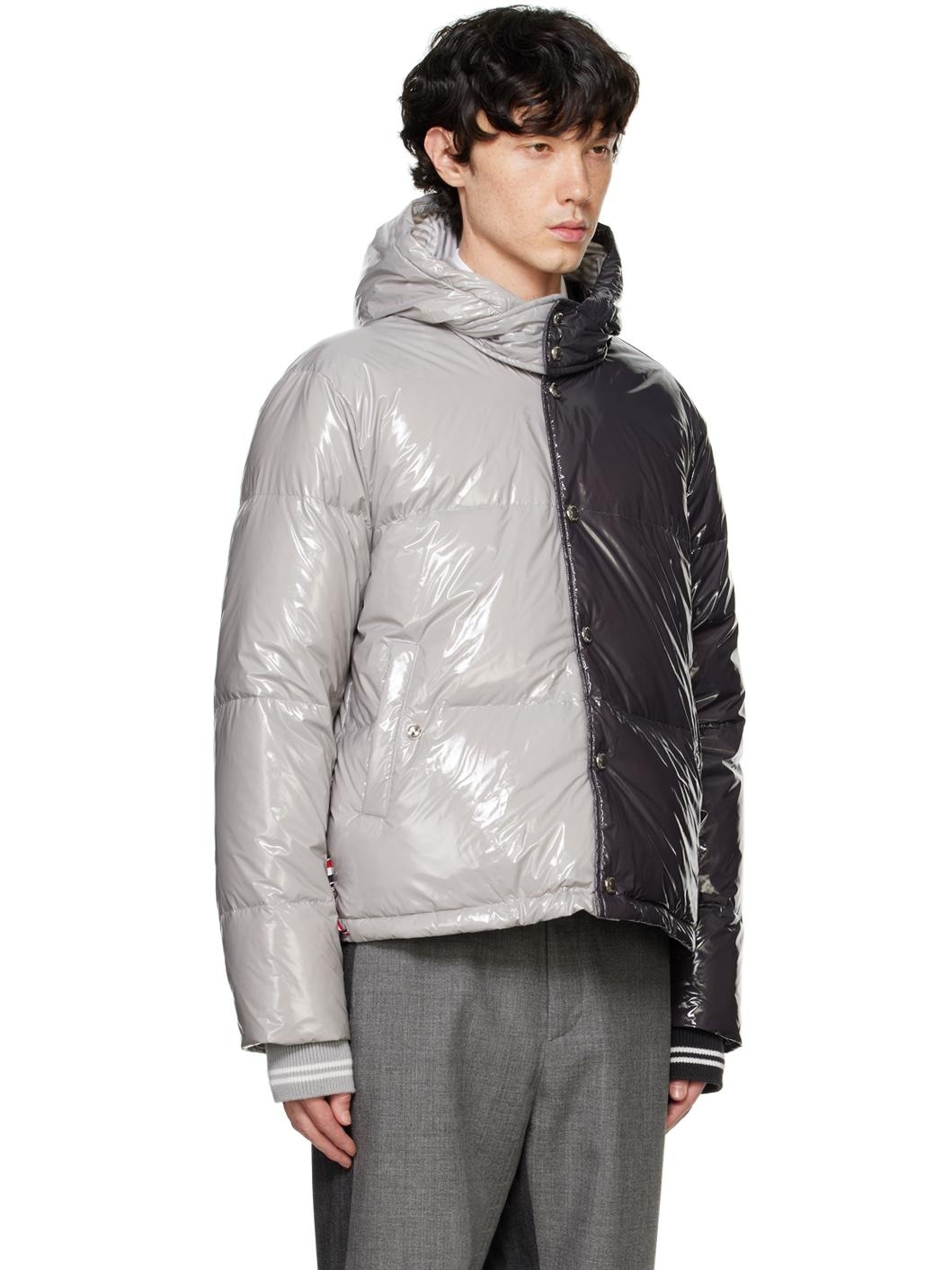 Black & Gray Funmix Detachable Hood Down Jacket - 2