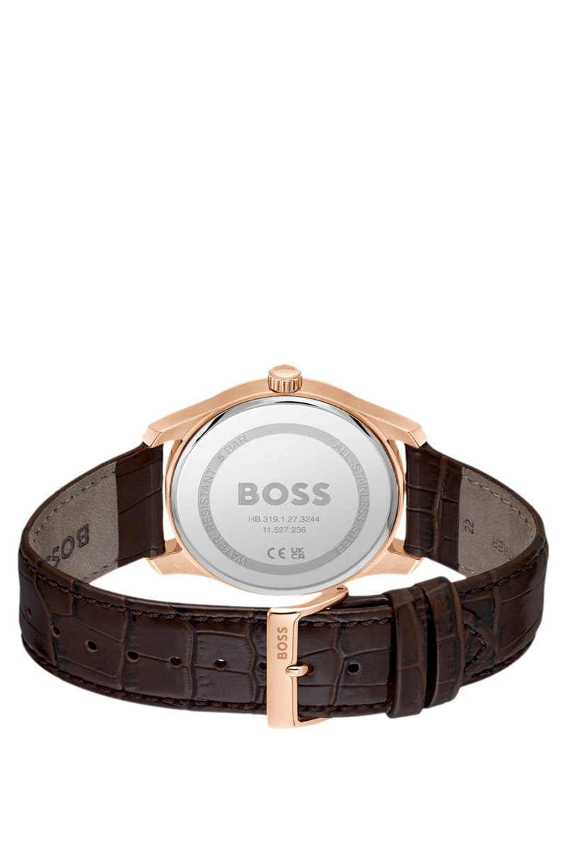 PRINCIPLE LEATHER-STRAP WATCH WITH TEXTURED BLUE DIAL 3