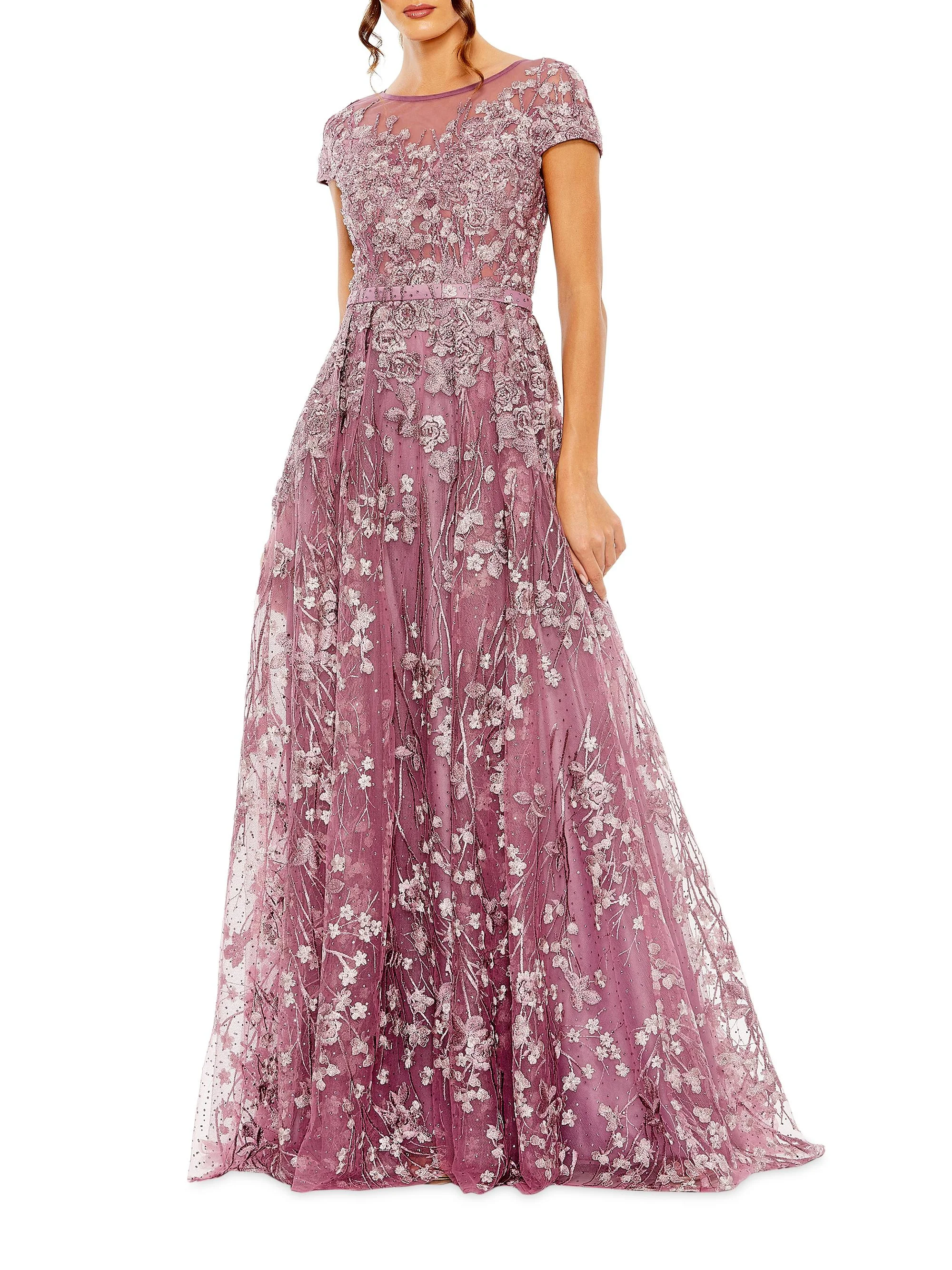 Women's Beaded & Floral-Embroidered Gown - Whisteria - 1