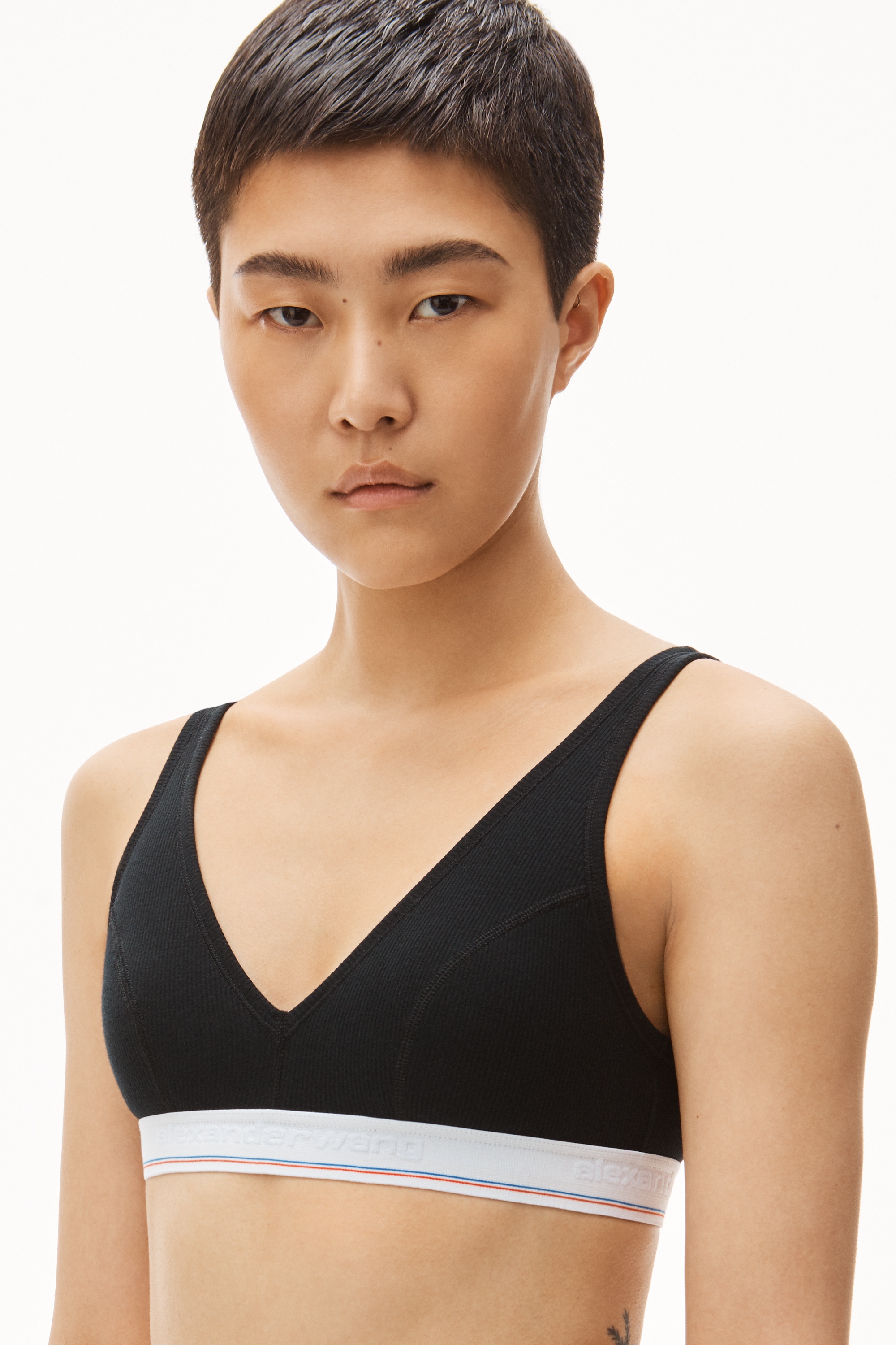 V-Neck Bralette in Ribbed Jersey - 3