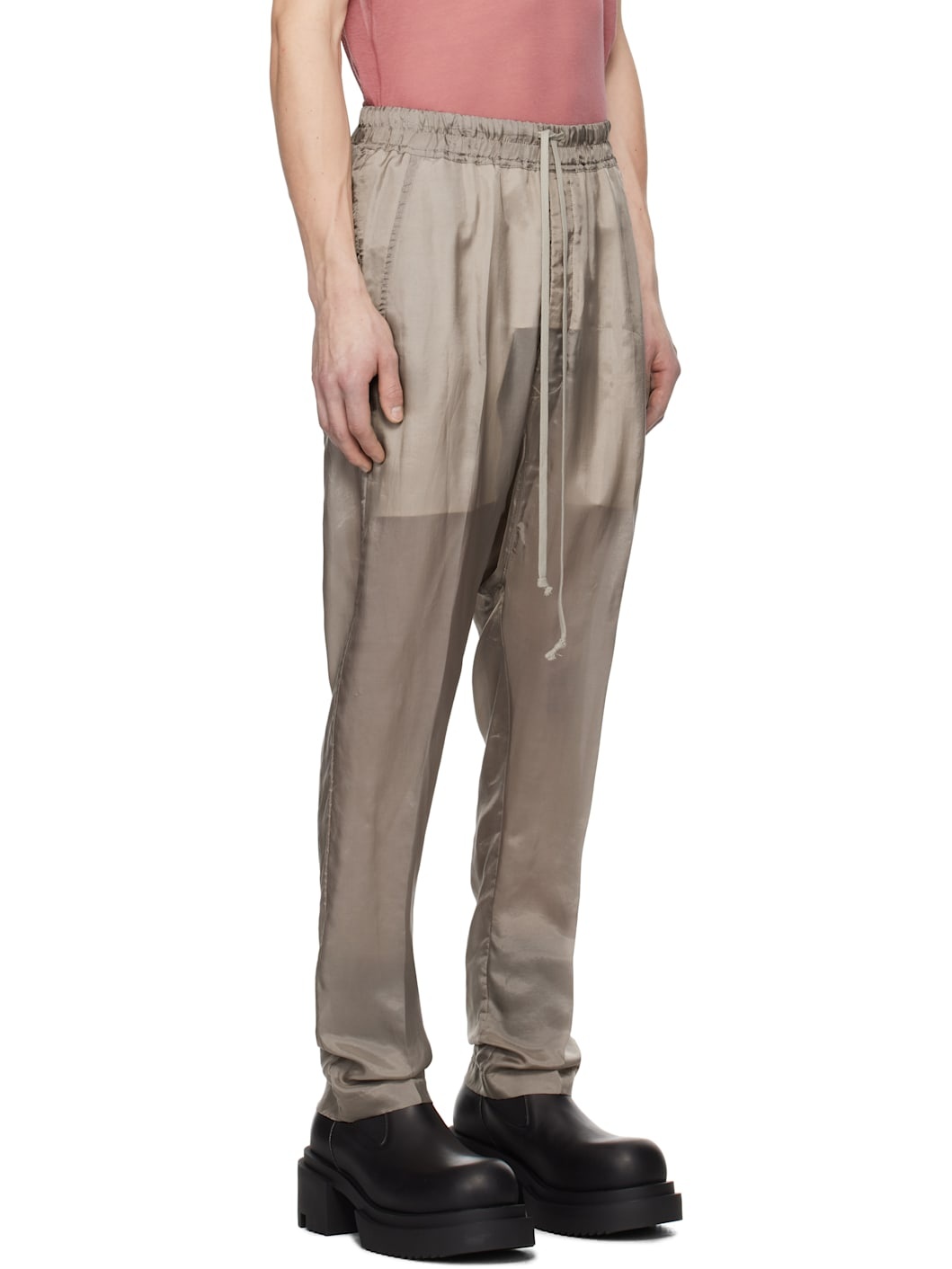 Taupe Hollywood Drawstring Long Trousers - 2