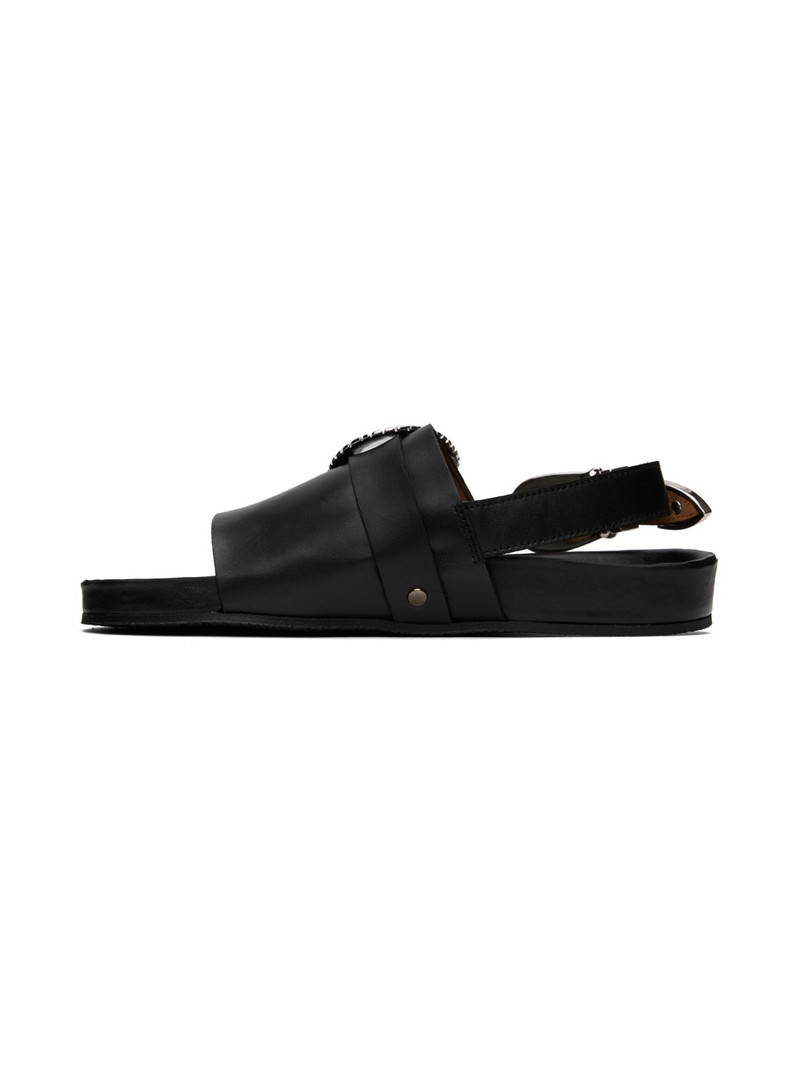 TOGA PULLA SSENSE Exclusive Black Leather Sandals outlook