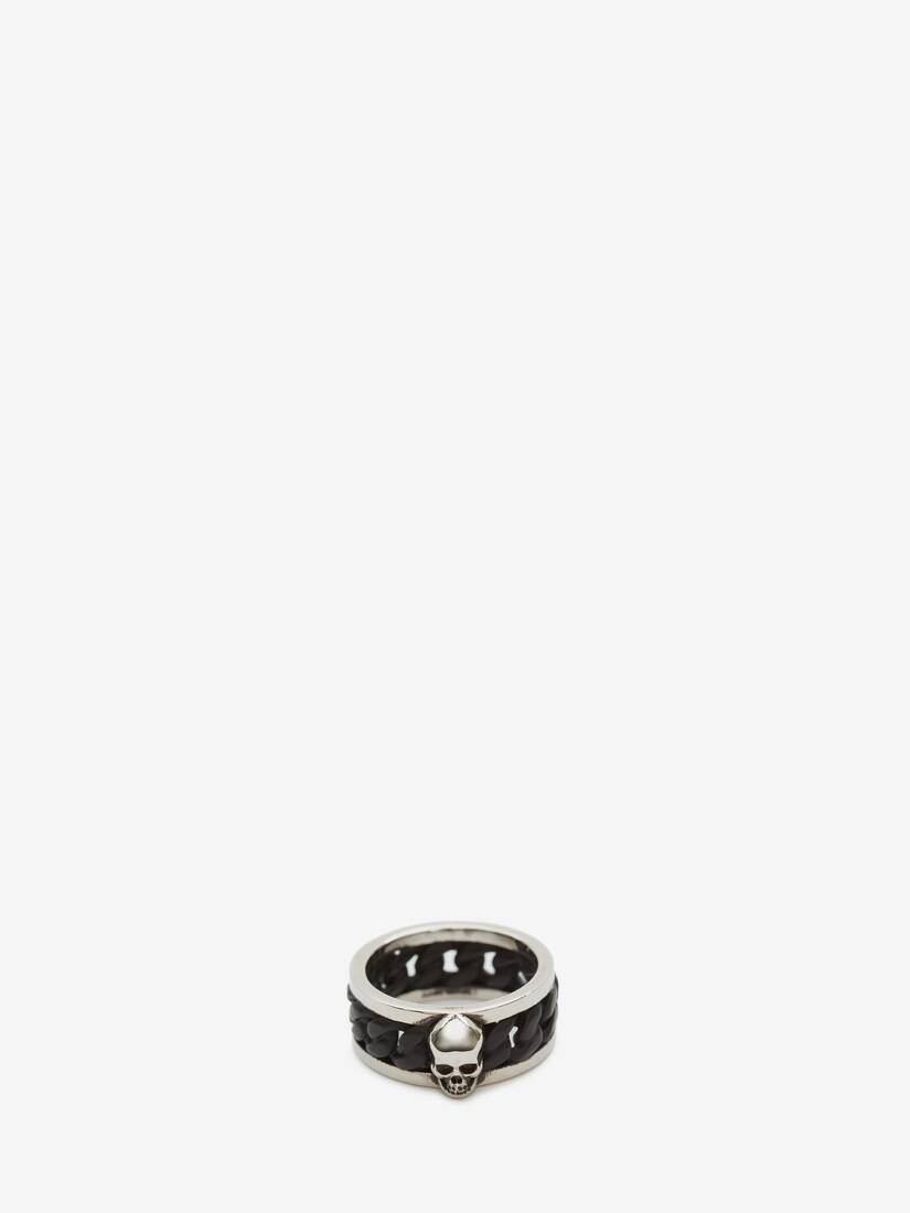 Bi-color Skull Chain Ring in Black/silver - 3