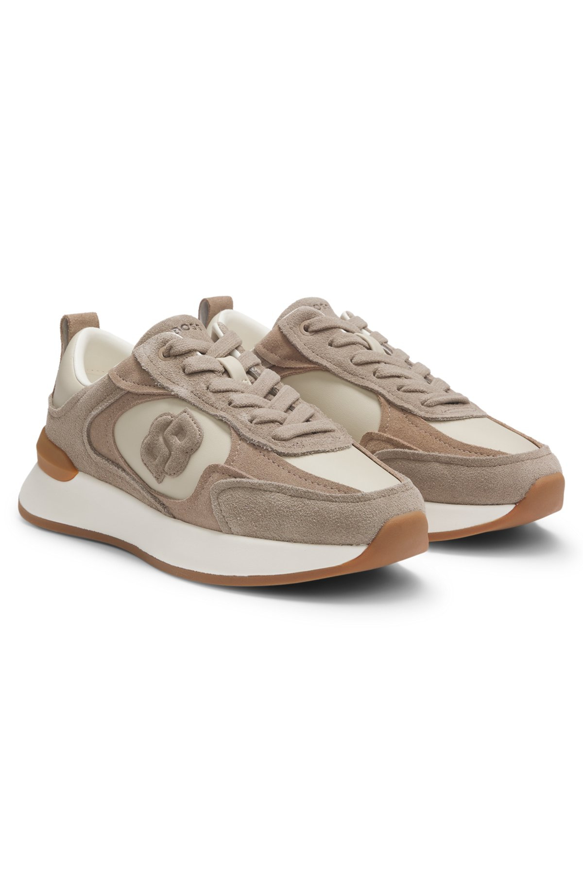 SUEDE-TRIM TRAINERS WITH DOUBLE B MONOGRAM - 2