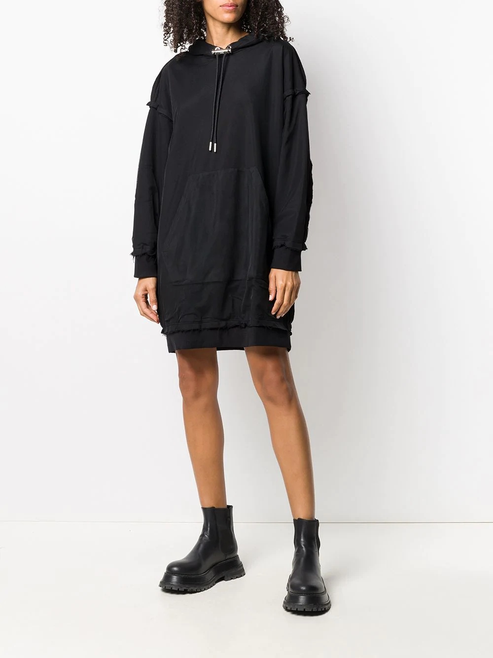 tulle overlay hoodie dress - 3