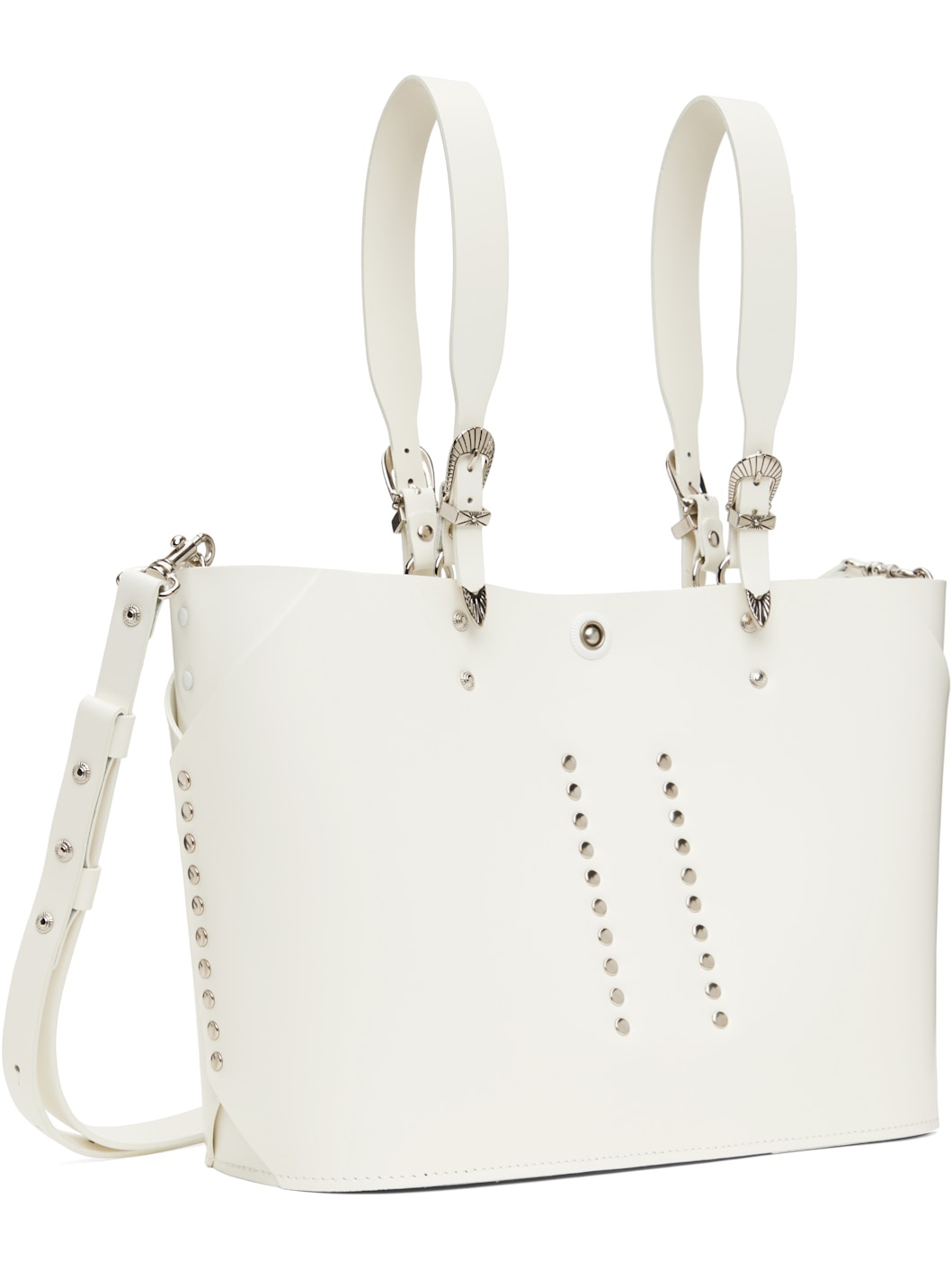 White Big Leather Tote - 2