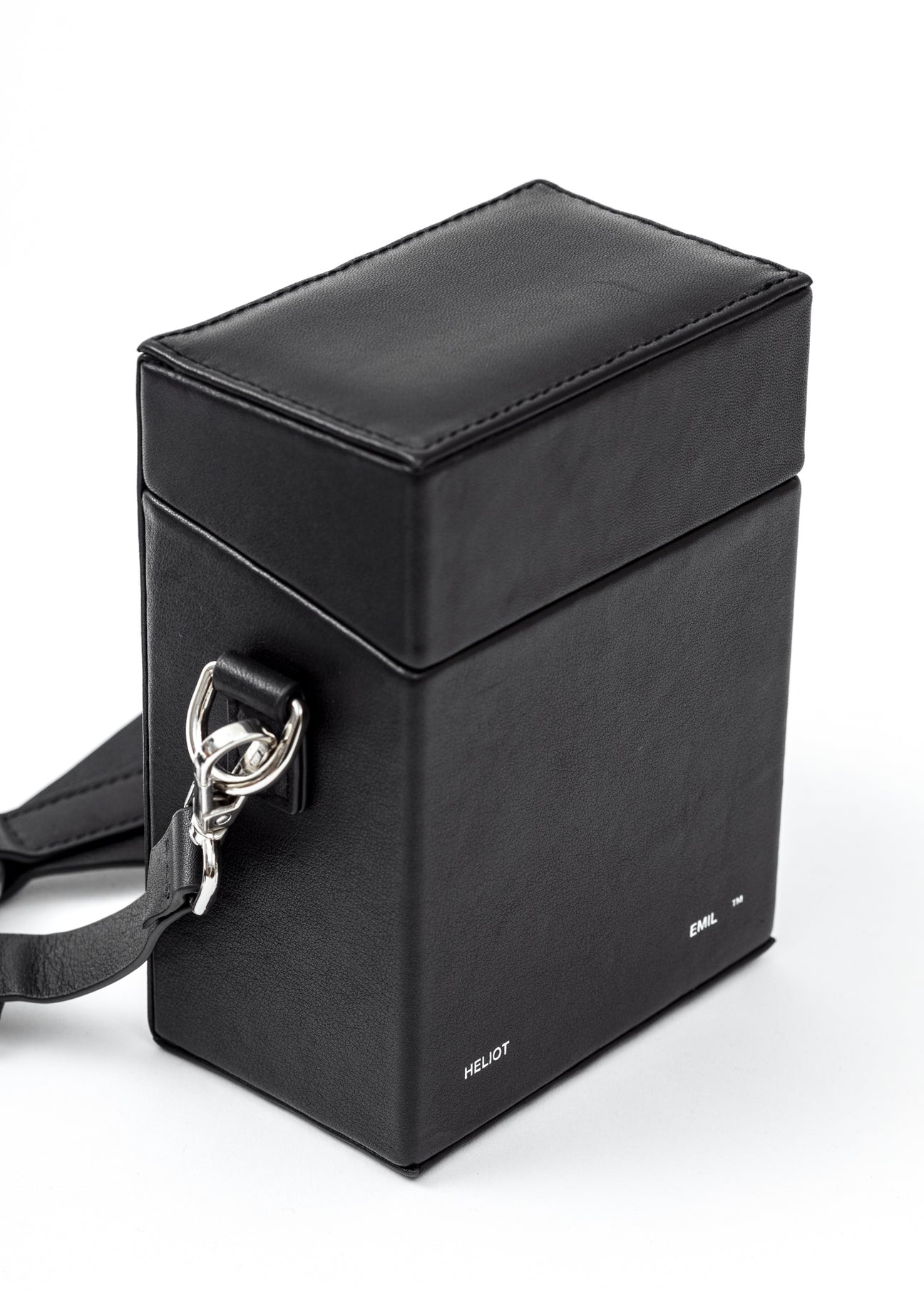 BLACK LEATHER STRAP BOX BAG - 7