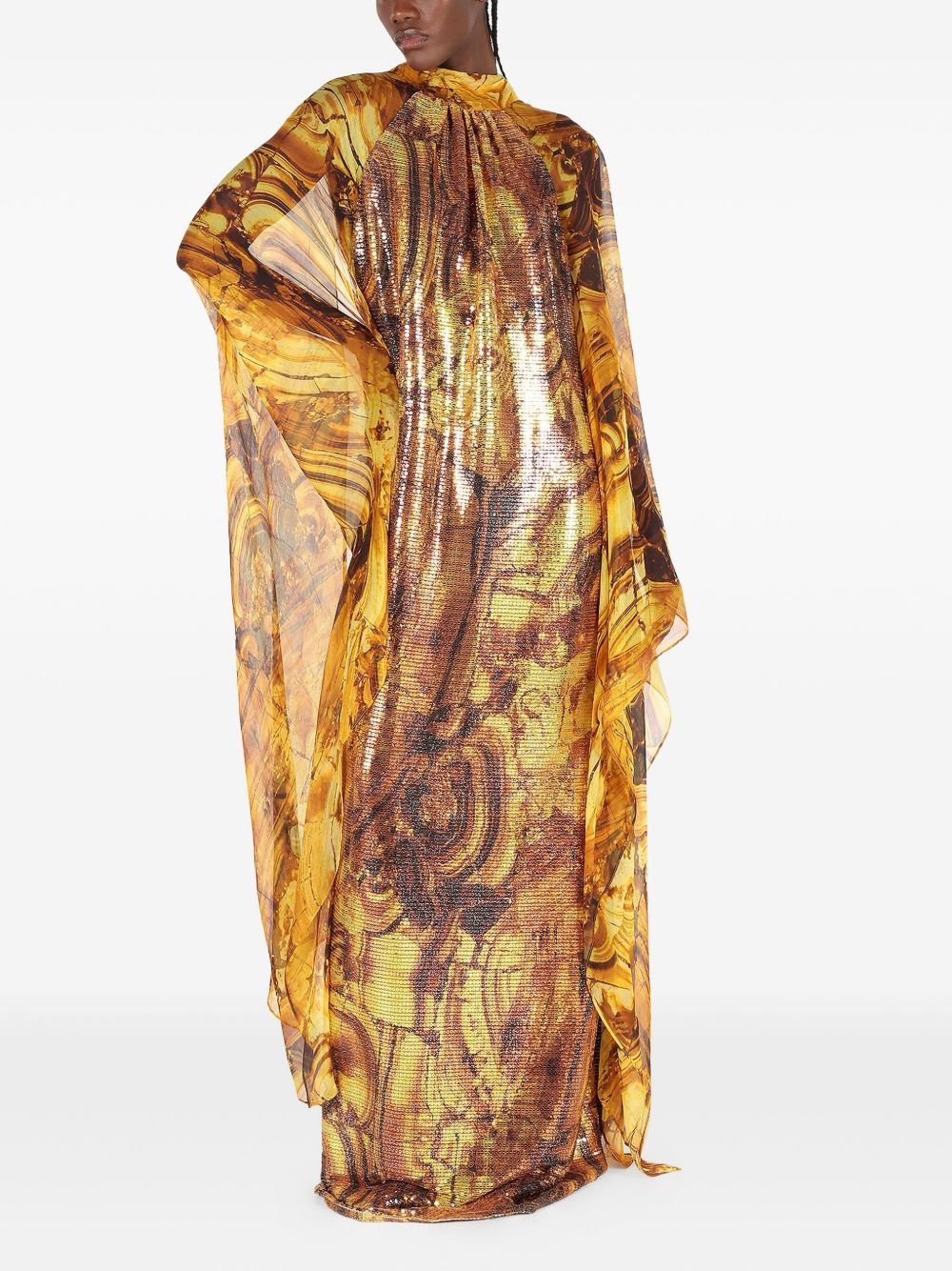 amber-print sequin-embellished maxi dress - 3