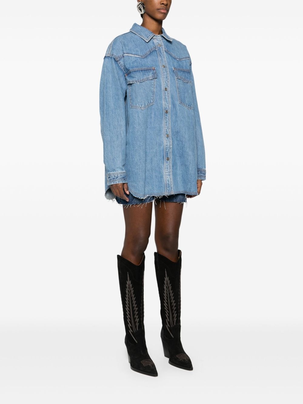 Western raw-cut denim overshirt - 3
