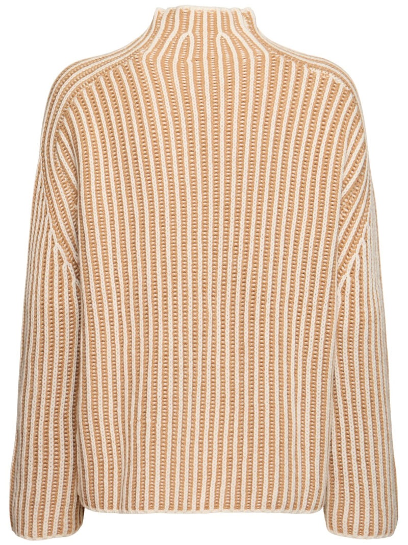 Mock neck wool blend knit sweater - 3