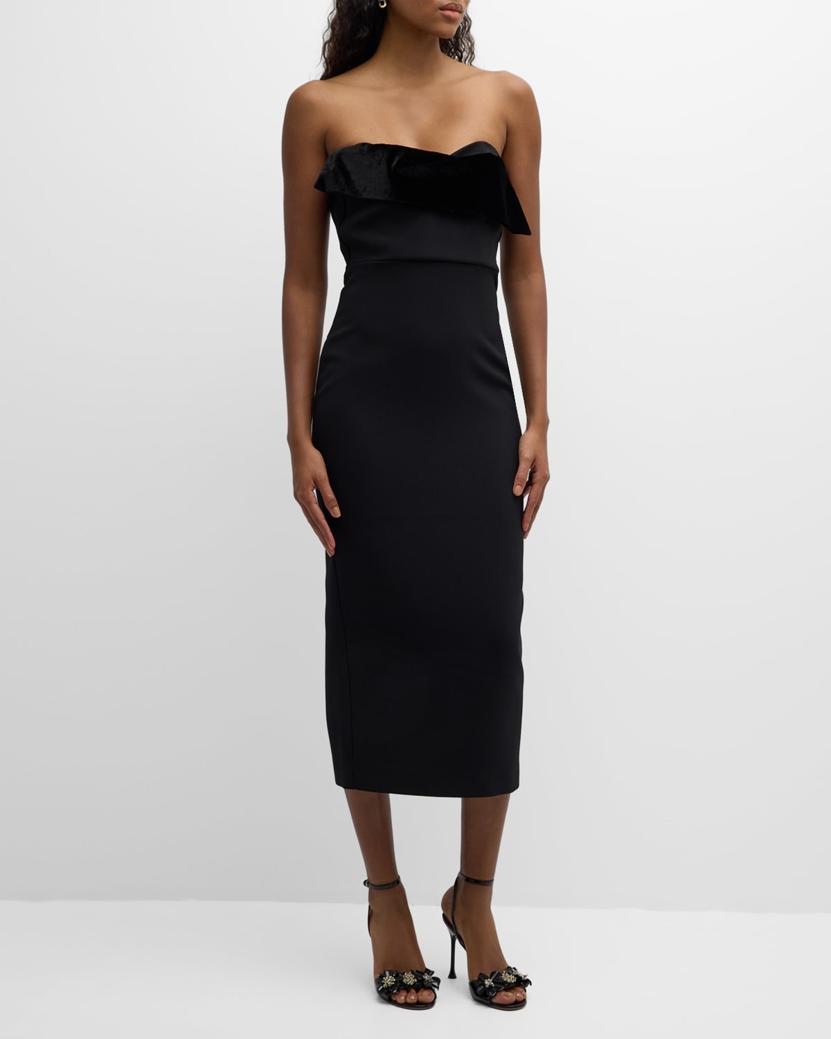 Strapless Crepe Midi Dress - 3